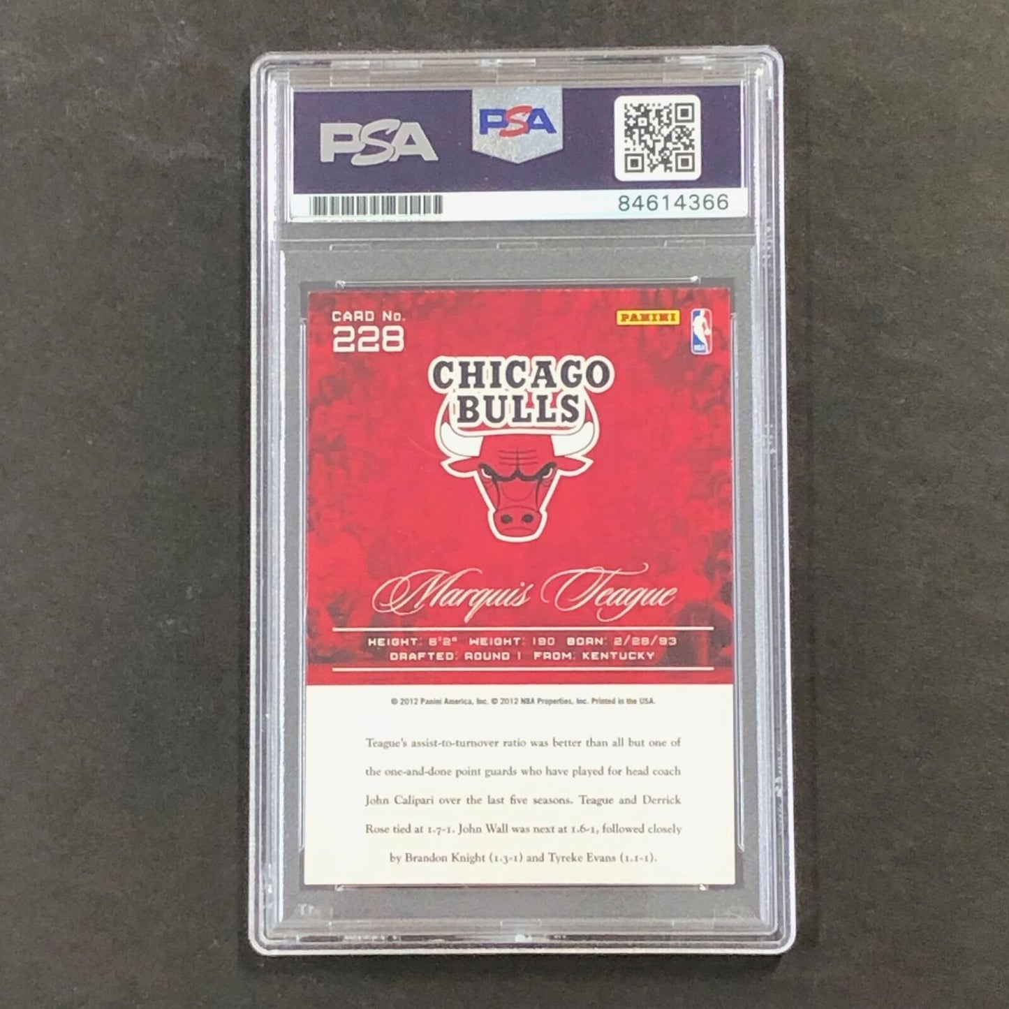2012-13 Panini Prestige #228 Marquis Teague MARQUIS TEAGUE Signed Card AUTO 10 P