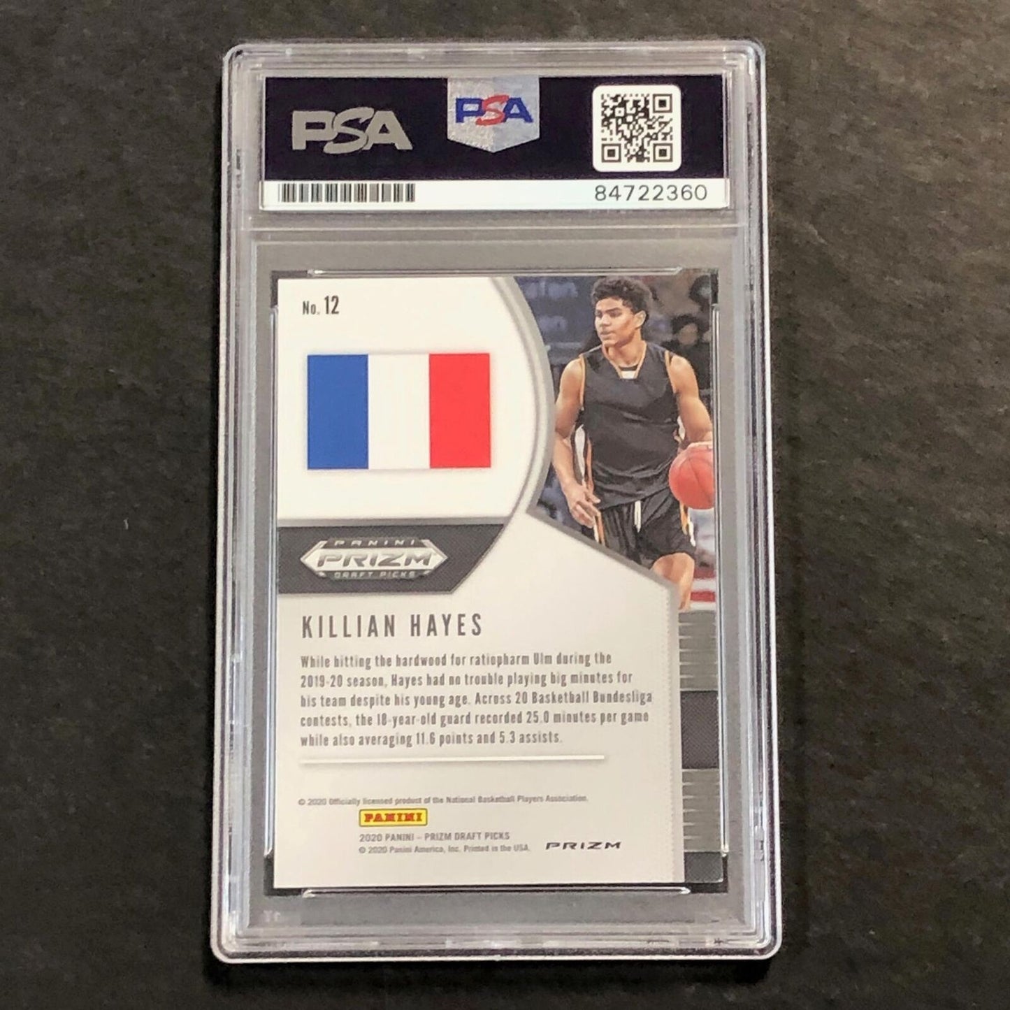2020-21 Panini Prizm Draft Picks #12 Killian Hayes Signed Card AUTO PSA Slabbed
