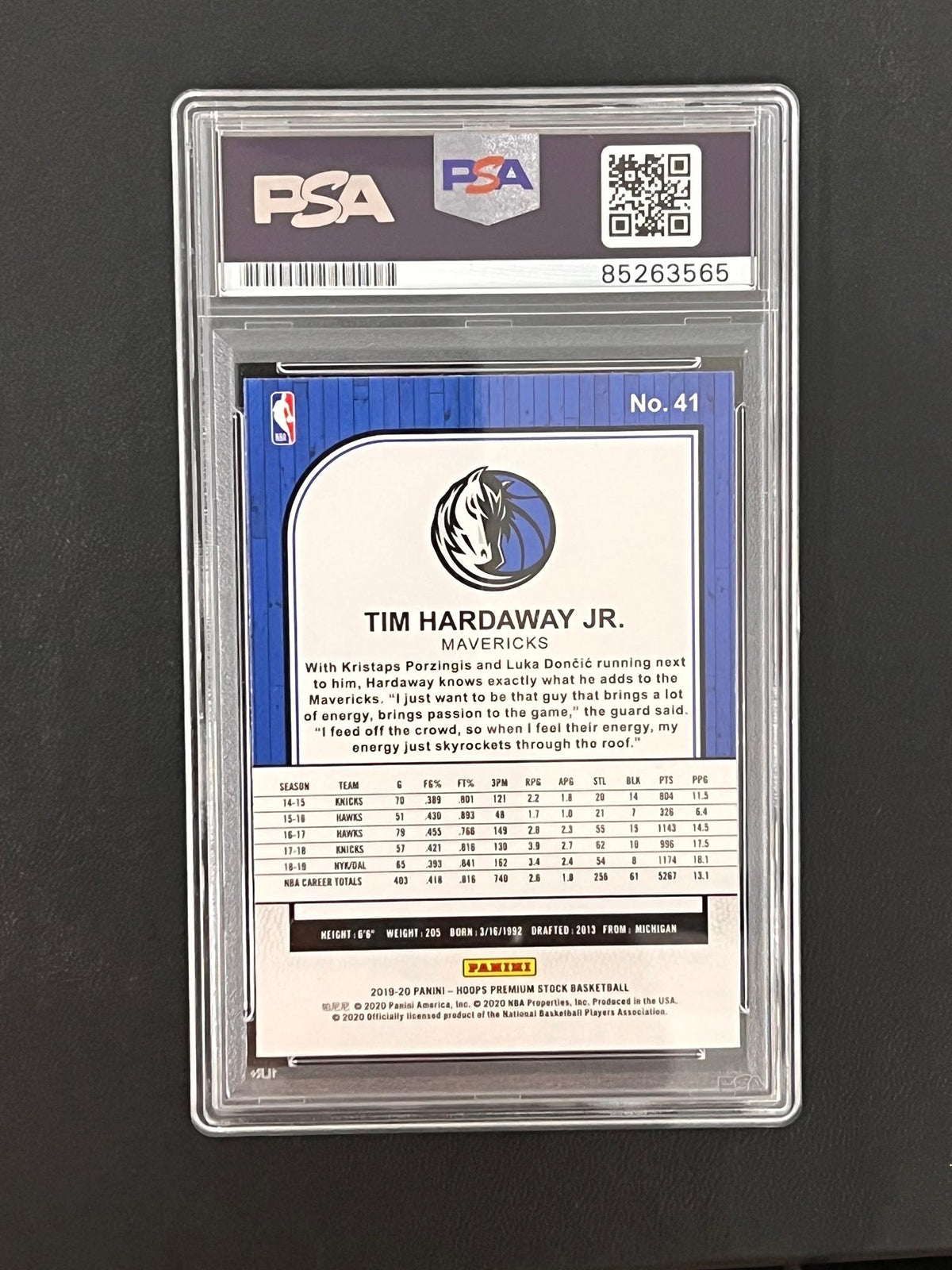 2019-20 Panini NBA Hoops #41 Tim Hardaway Jr. Signed Card AUTO PSA Slabbed Maver