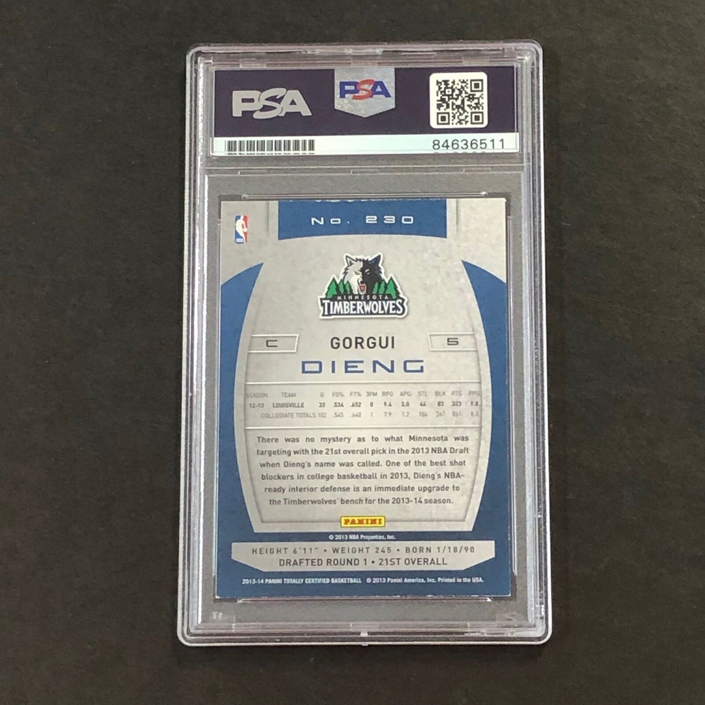 2013-14 Panini Totally Certified #230 Gorgui Dieng Signed Card AUTO PSA Slabbed
