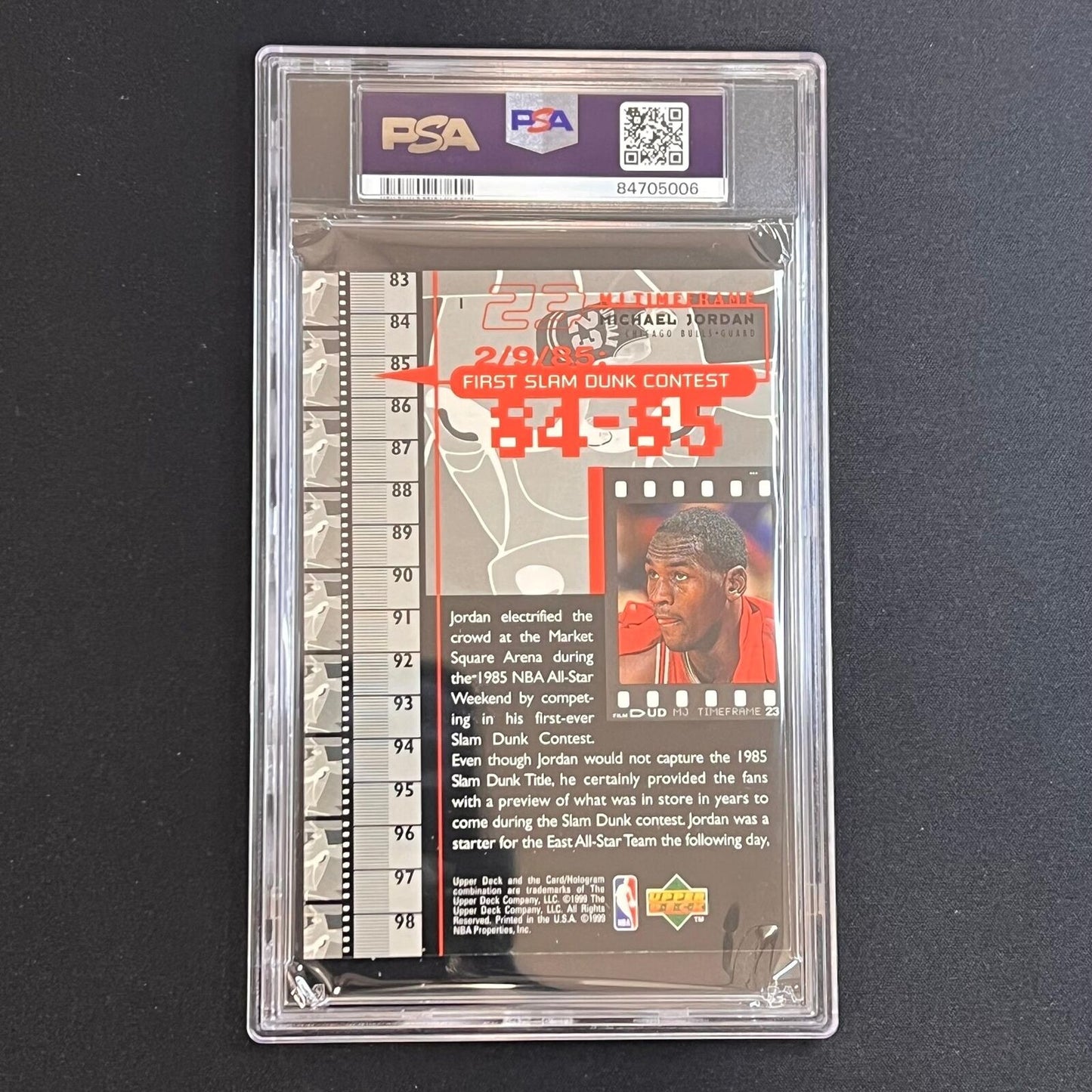 1999 Upper Deck MJ Retires Jumbo-84/85 Time Frame #1 Michael Jordan PSA EX MT 6