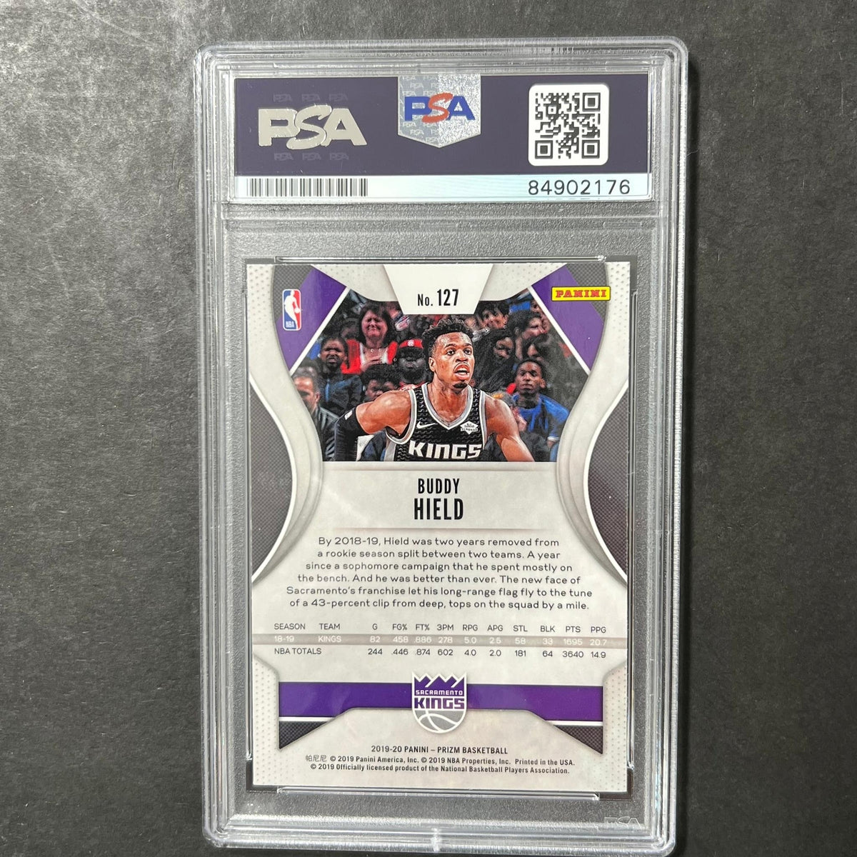2019-20 Panini Prizm #127 Buddy Hield Signed Card AUTO PSA Slabbed Kings