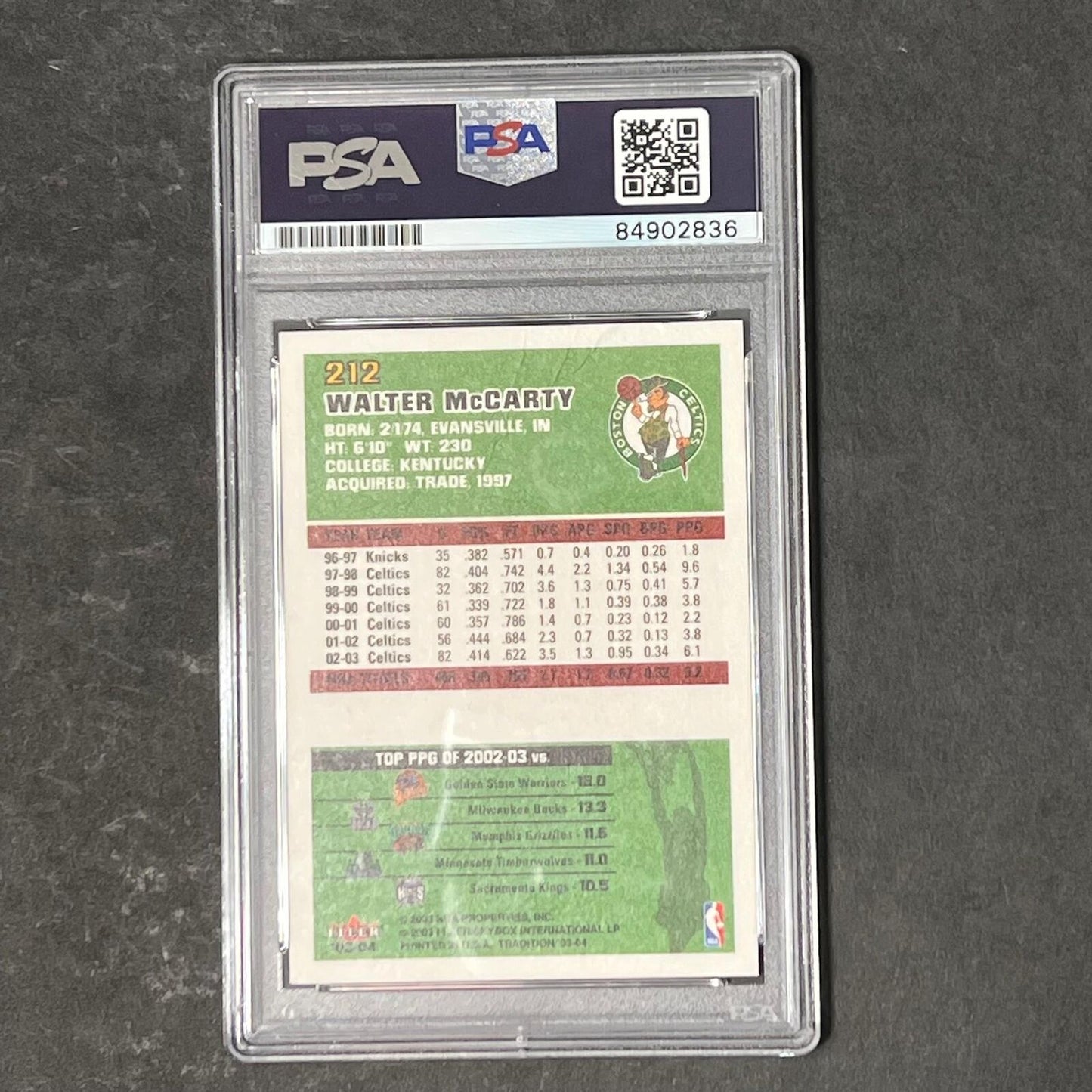 2003-04 Fleer Tradition #212 Walter McCarty Signed Card AUTO PSA/DNA Slabbed Cel