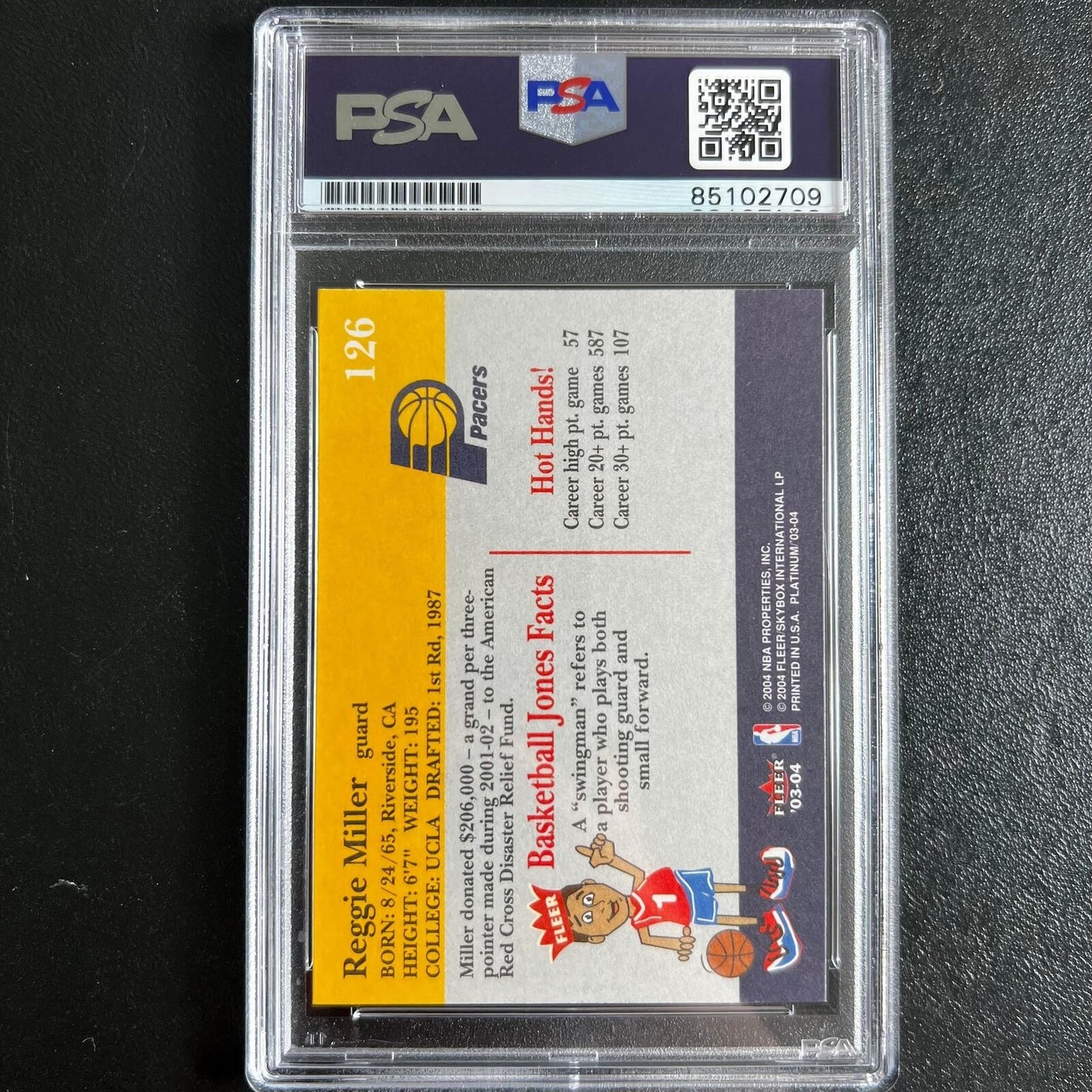 2003-04 Fleer Platinum #126 Reggie Miller Signed Card AUTO PSA Slabbed Pacers
