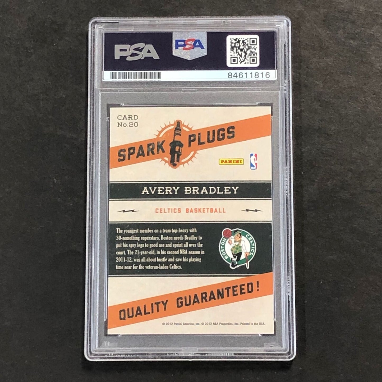 2012-13 NBA Hoops Spark Plugs #20 Avery Bradley Signed Card AUTO 10 PSA/DNA Slab