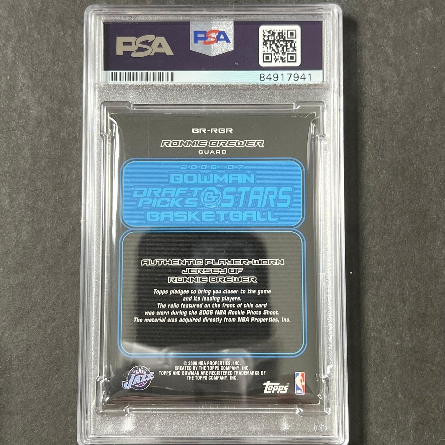 2006 Topps #GR-RBR Ronnie Brewer Signed Card AUTO PSA Slabbed Jazz