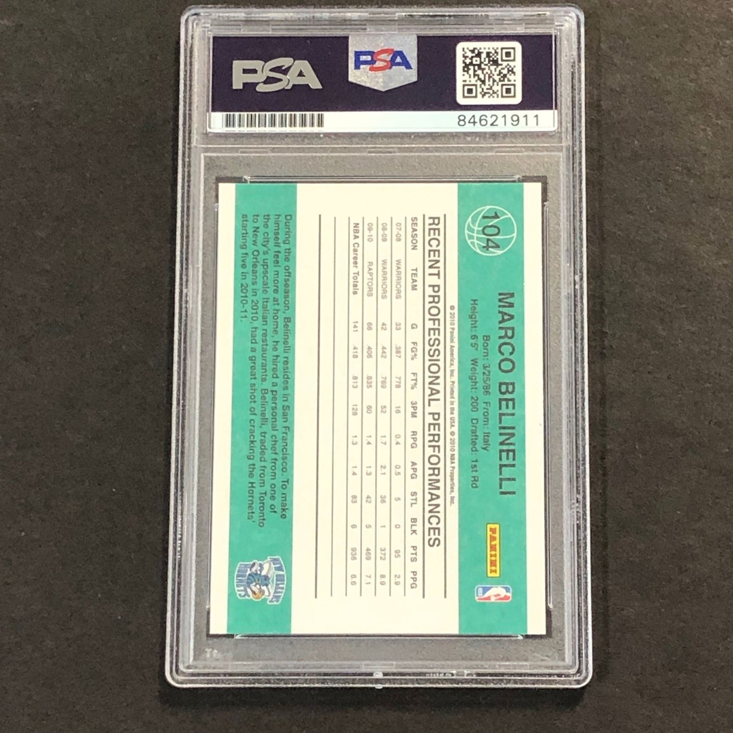 2010-2011 Panini Donruss #104 Marco Belinelli Signed Card AUTO PSA Slabbed Pelic