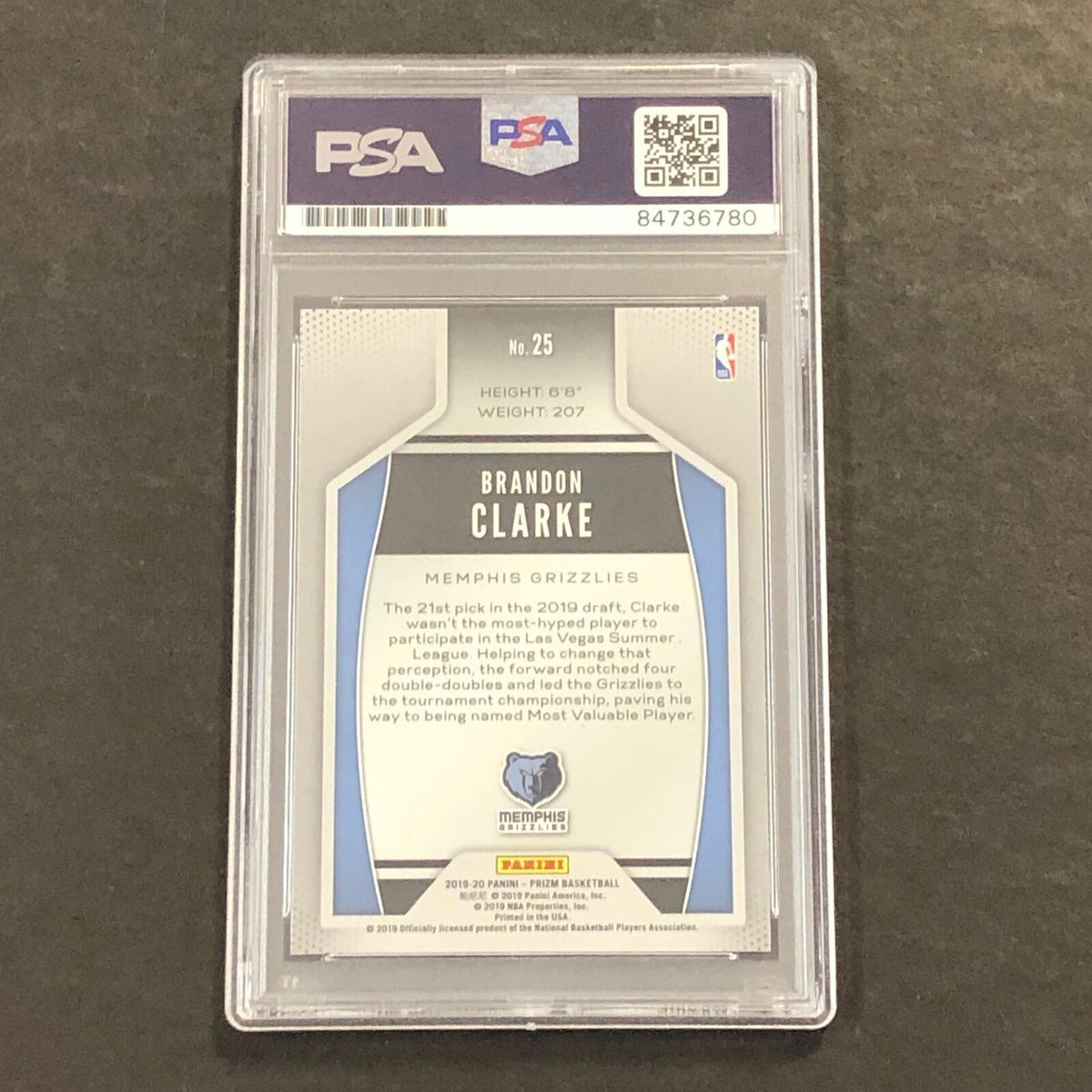 2019-20 Panini Prizm Instant Impact #25 Brandon Clarke Signed Card AUTO PSA Slab