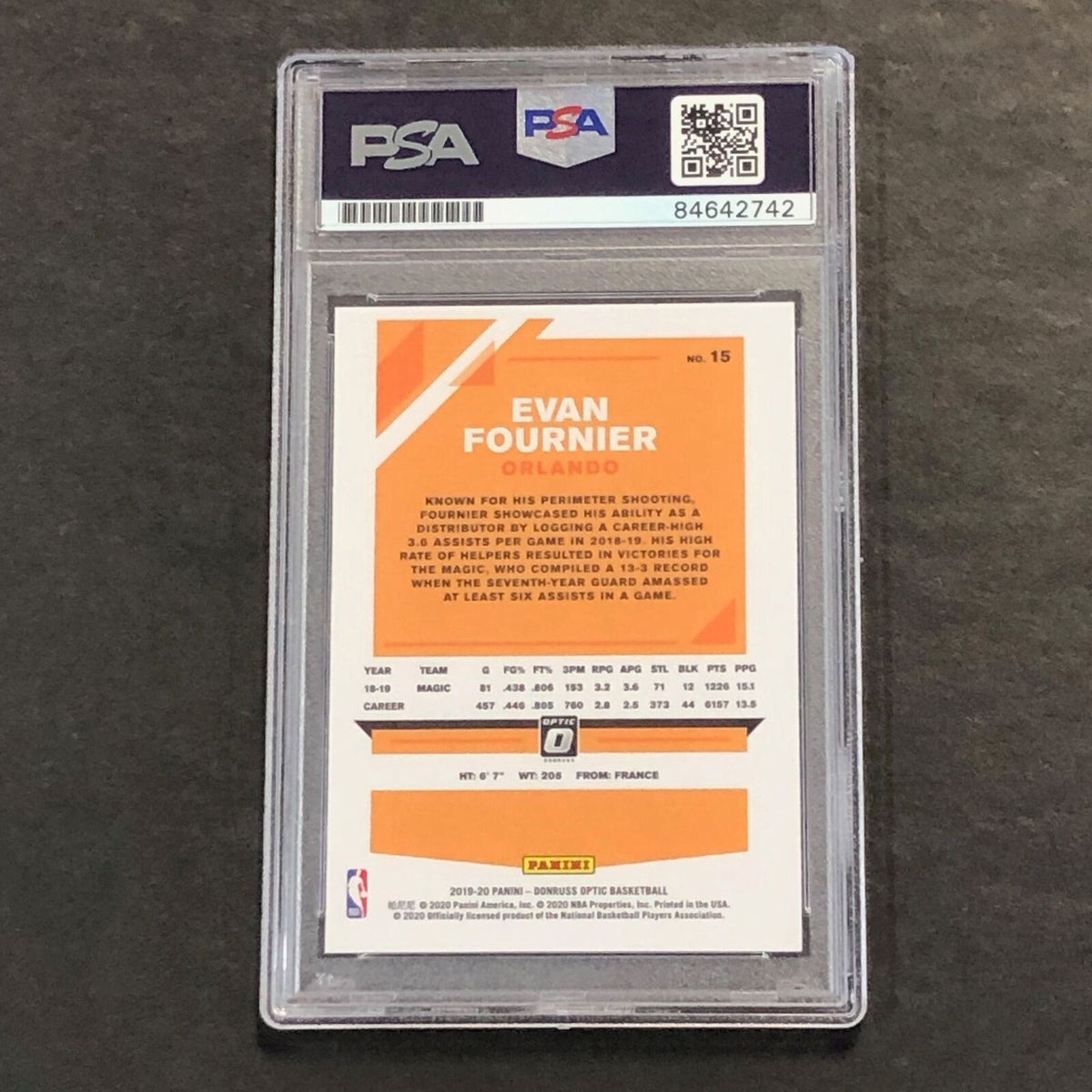 2019-20 Panini Optic #15 Evan Fournier Signed Card AUTO PSA Slabbed Magic