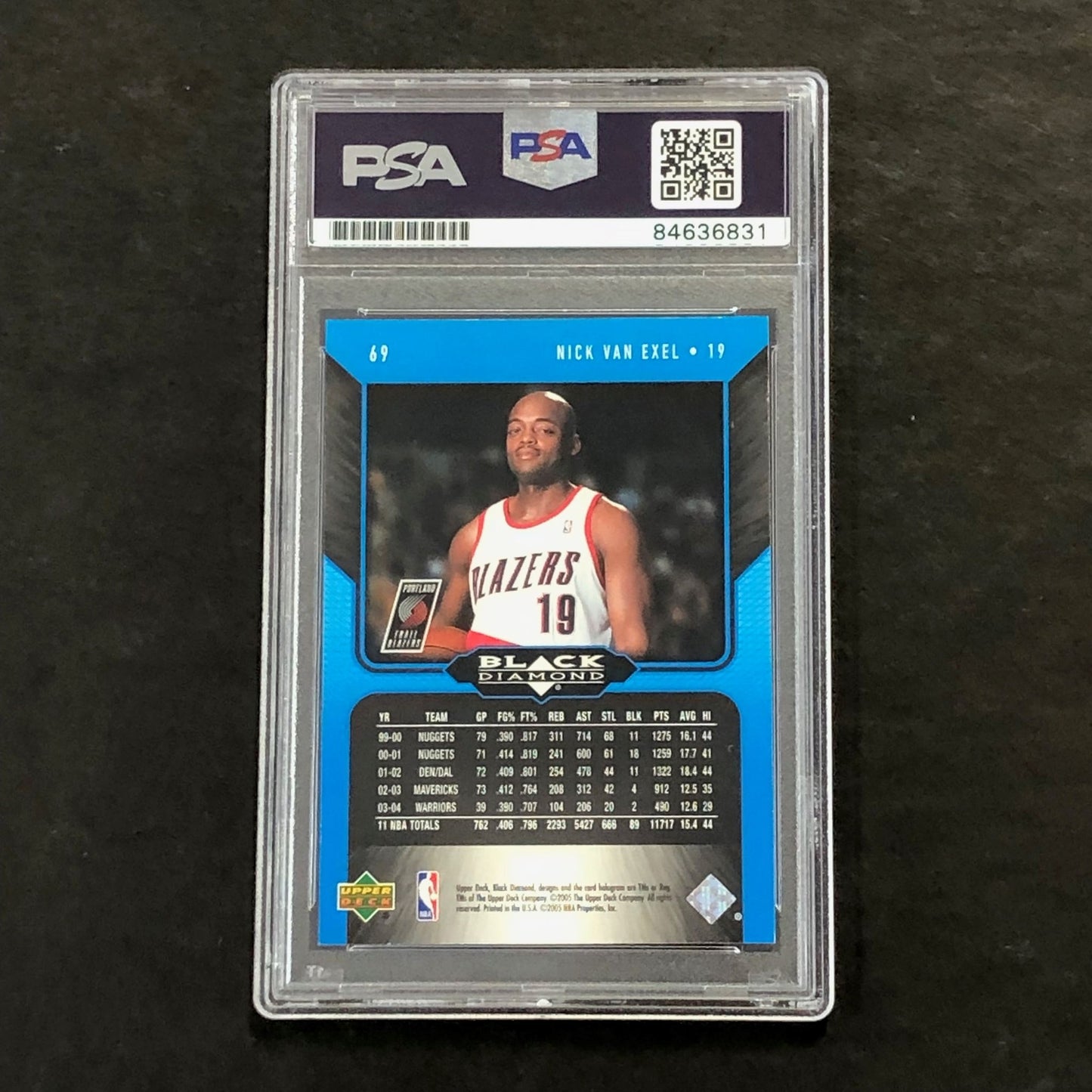 2004-05 Upper Deck Black Diamond #69 Nick Van Exel Signed Card AUTO PSA Slabbed
