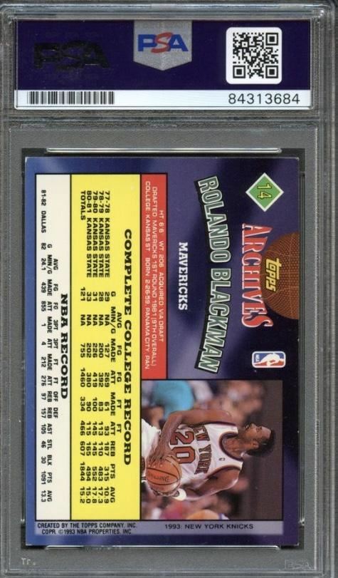 1993-94 Topps #14 Rolando Blackman Signed Card AUTO PSA Slabbed