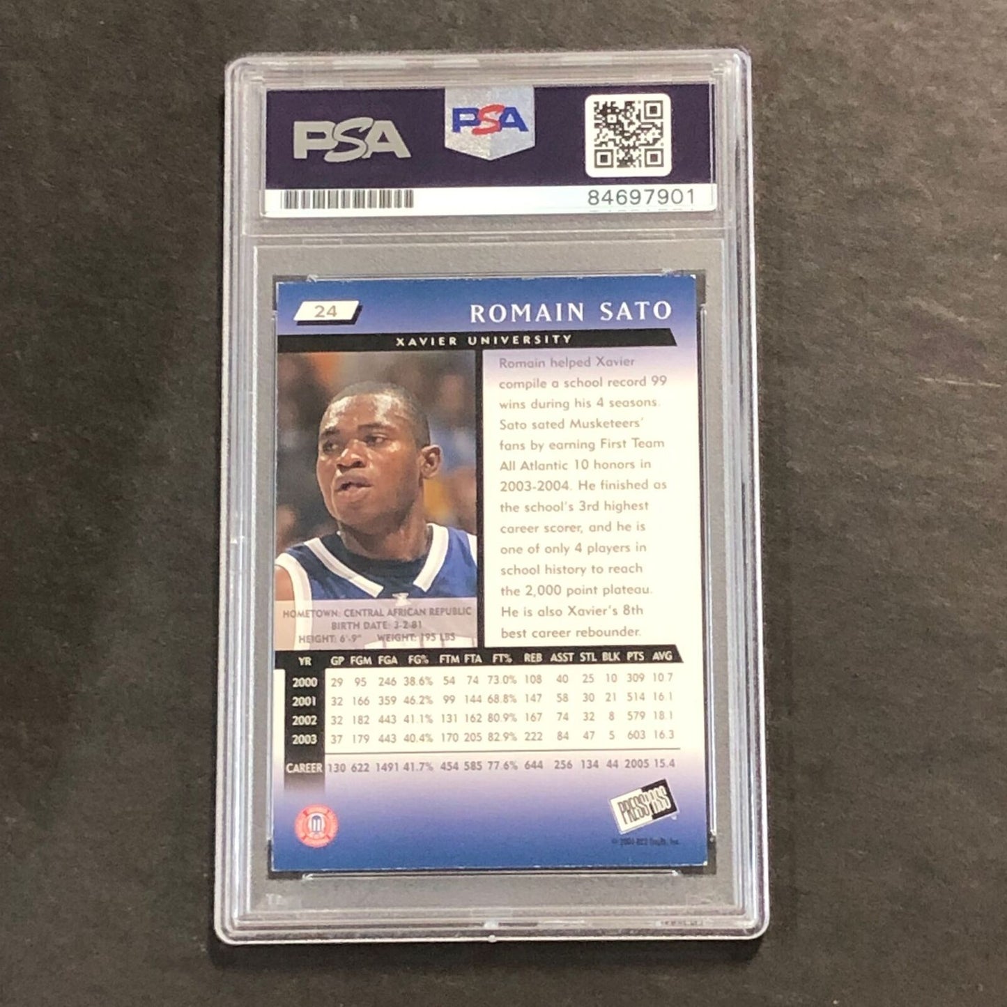 2004 PressPass #24 Romain Sato Signed Card AUTO PSA Slabbed Xavier