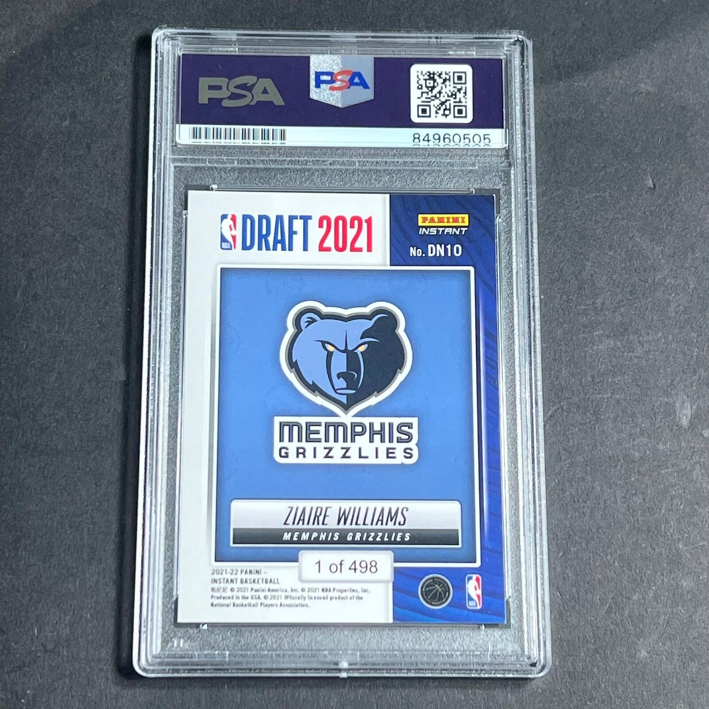 2021-22 Panini Instant #DN10 Ziaire Williams Signed Card AUTO PSA/DNA Slabbed RC