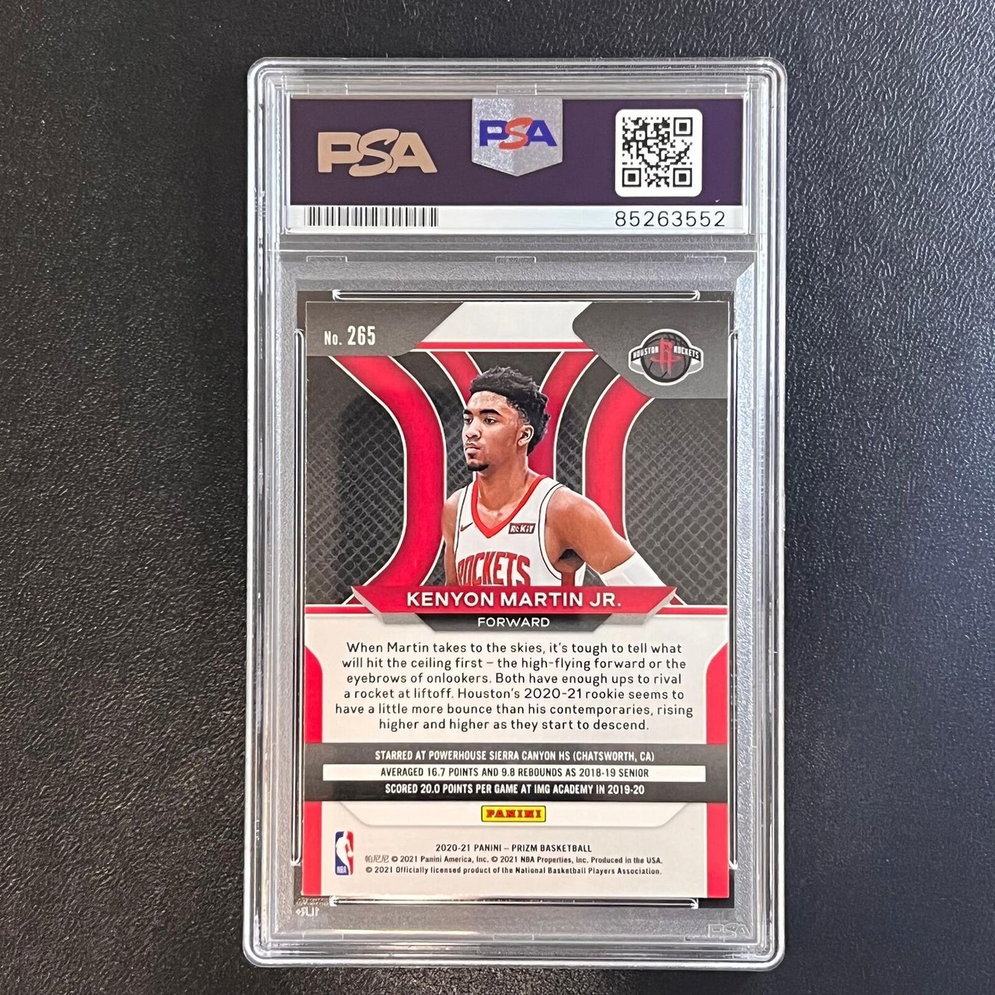 2020-21 Panini Prizm #265 Kenyon Martin Jr. Signed Card AUTO PSA Slabbed RC Rock