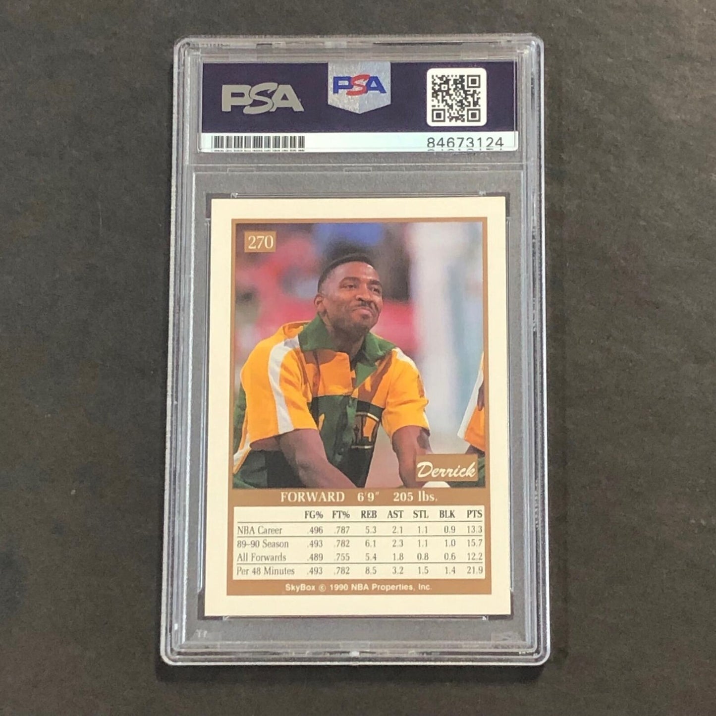 1991-92 SkyBox #270 Derrick McKey Signed Card AUTO PSA Slabbed Supersonics