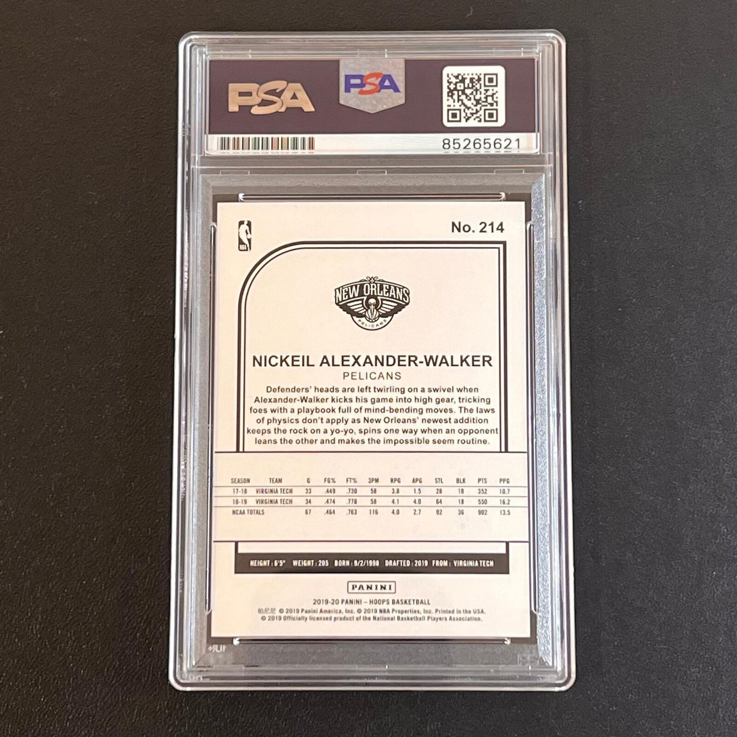 2019-20 NBA Hoops #214 Nickeil Alexander Walker Signed Card AUTO PSA Slabbed RC
