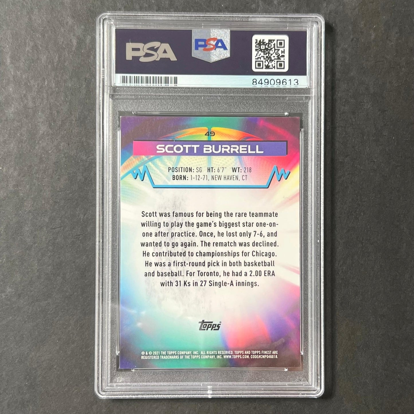 2021 Panini #49 Scott Burrel Signed Card AUTO PSA Slabbed Bulls