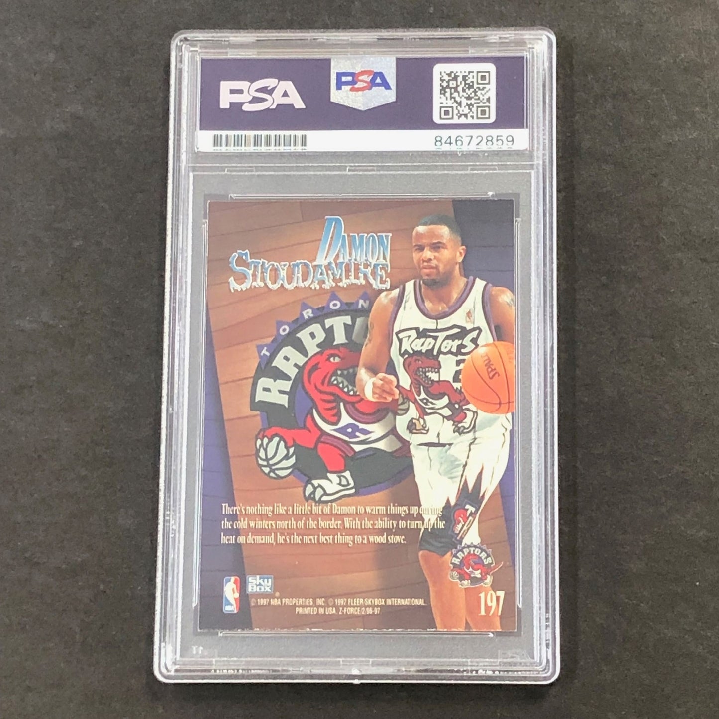 1997-98 Skybox #197 DAMON STOUDAMIRE Signed Card AUTO GRADE 10 PSA Slabbed Rapto