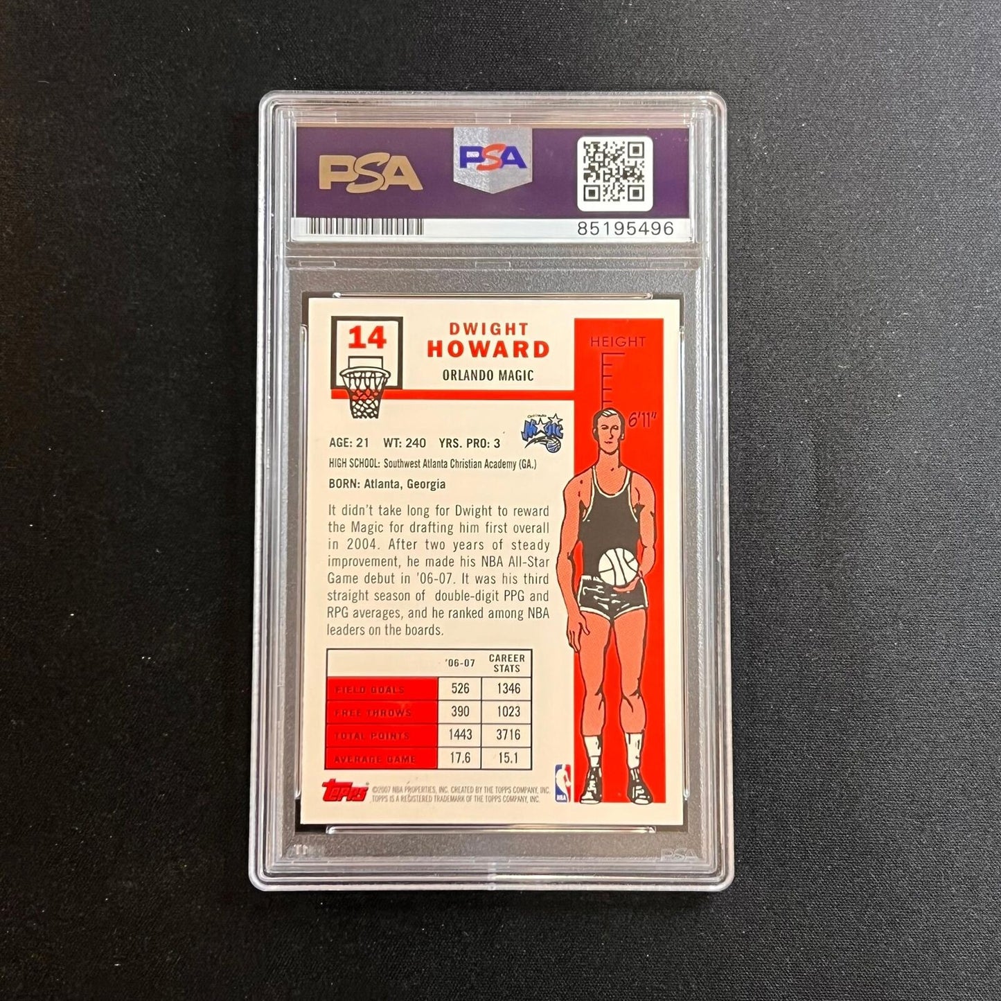 2007-08 Topps 50th Anniversary #14 Dwight Howard Signed Card AUTO PSA/DNA Slabbe
