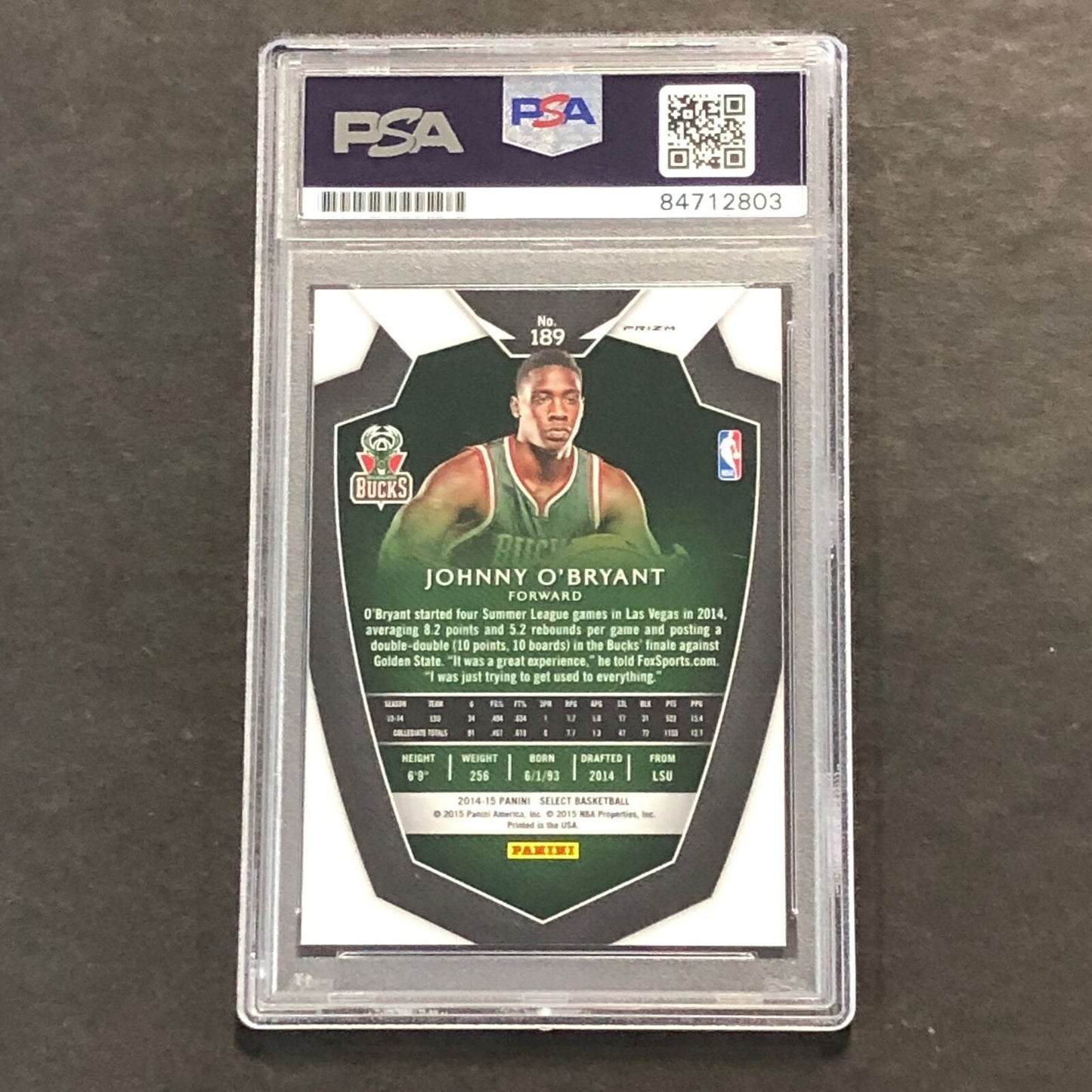 2014-15 Select Panini #189 Johnny O'Bryant Signed Card AUTO PSA/DNA Slabbed RC B
