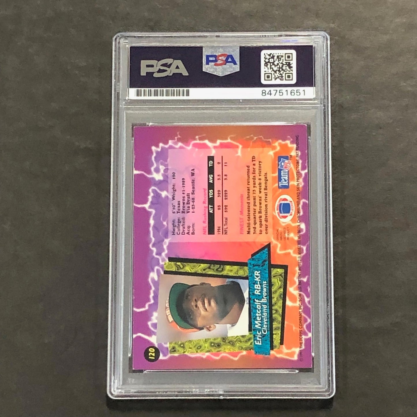 1995 Topps Finest #120 Eric Metcalf AUTO card PSA/DNA Slabbed Browns