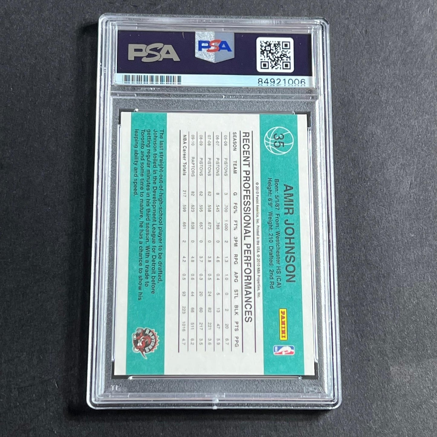2010-11 Donruss #35 Amir Johnson Signed Card AUTO PSA Slabbed Raptors