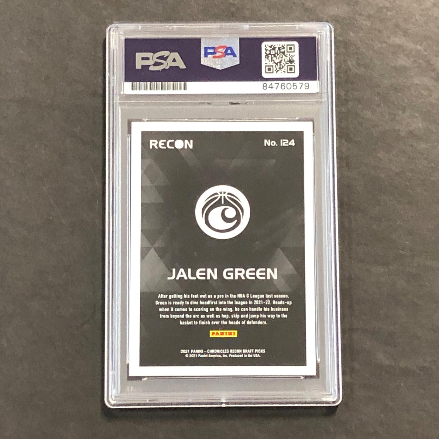 2021-22 Panini Chronicles Recon Draft Picks #124 Jalen Green Auto 10 PSA Slabbed