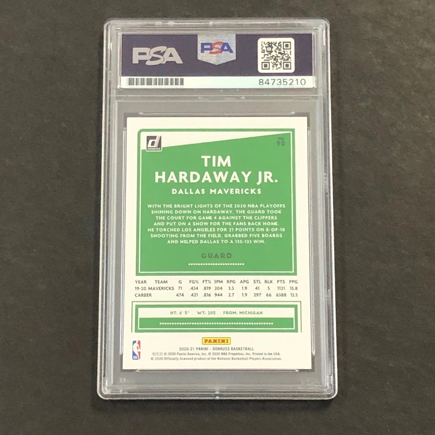 2020-21 Panini Donruss #90 Tim Hardaway Jr Signed Card AUTO PSA Slabbed Maverick