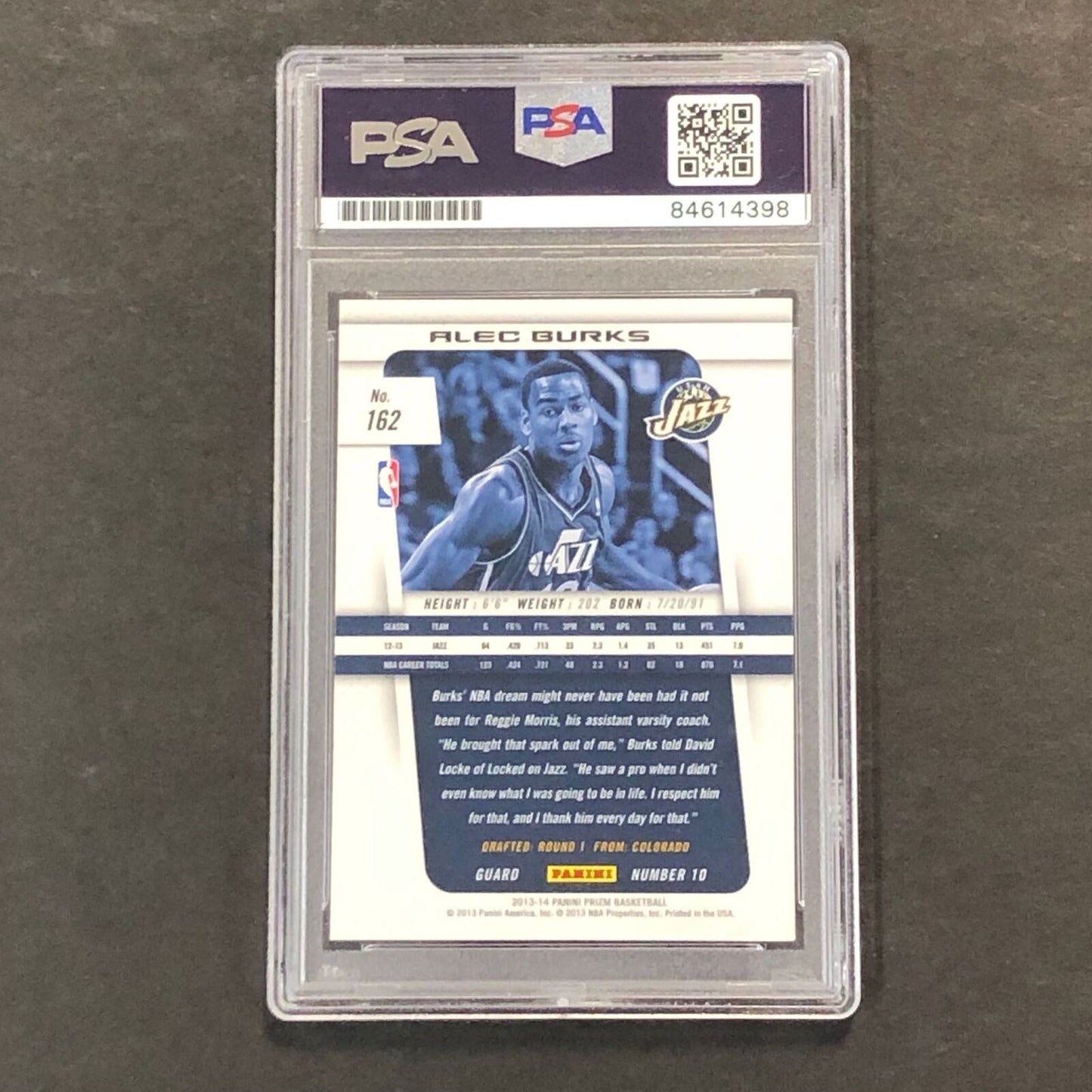 2013-14 Panini Prizm #162 Alec Burks Signed Card Auto Gem Mint 10 PSA/DNA Encaps