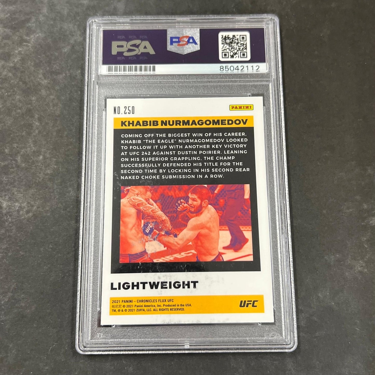 2021 Panini Chronicles Flux #250 Khabib Nurmagomedov Signed Card PSA Slabbed