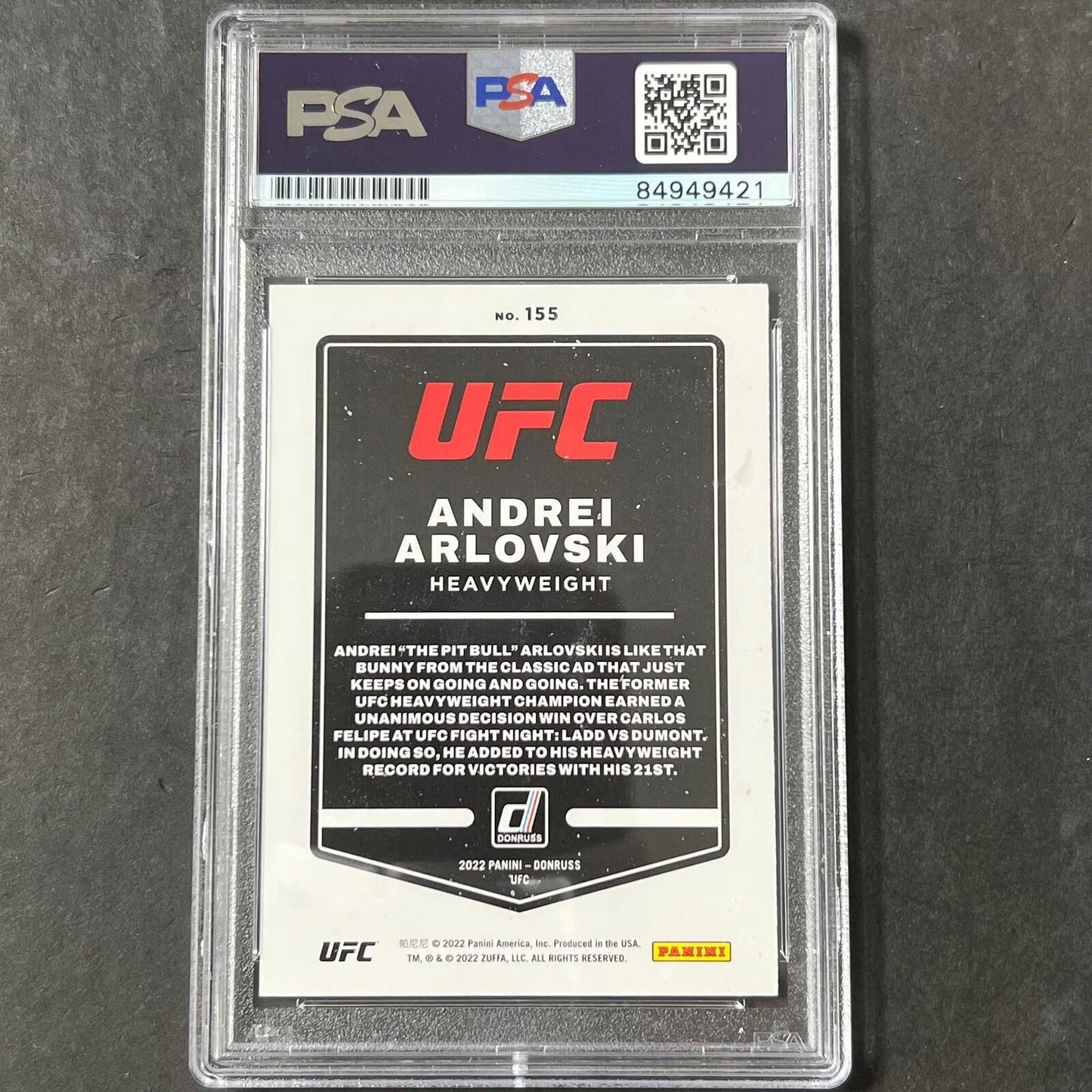 2022 Panini Donruss #155 Andrei Arlovski Signed Card AUTO PSA Slabbed UFC