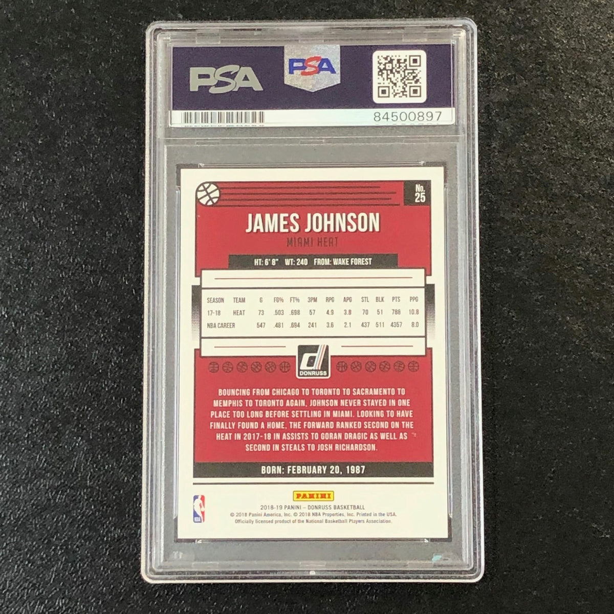 2018-19 Panini Donruss #25 James Johnson Signed Card AUTO 10 PSA/DNA Slabbed Hea