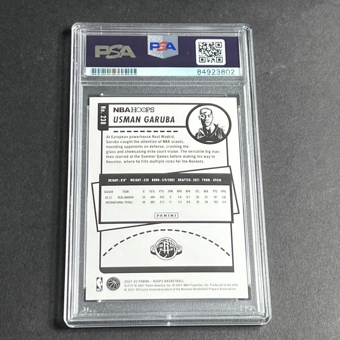 2021-22 Panini Donruss #238 Usman Garuba Signed Card AUTO PSA Slabbed Rockets
