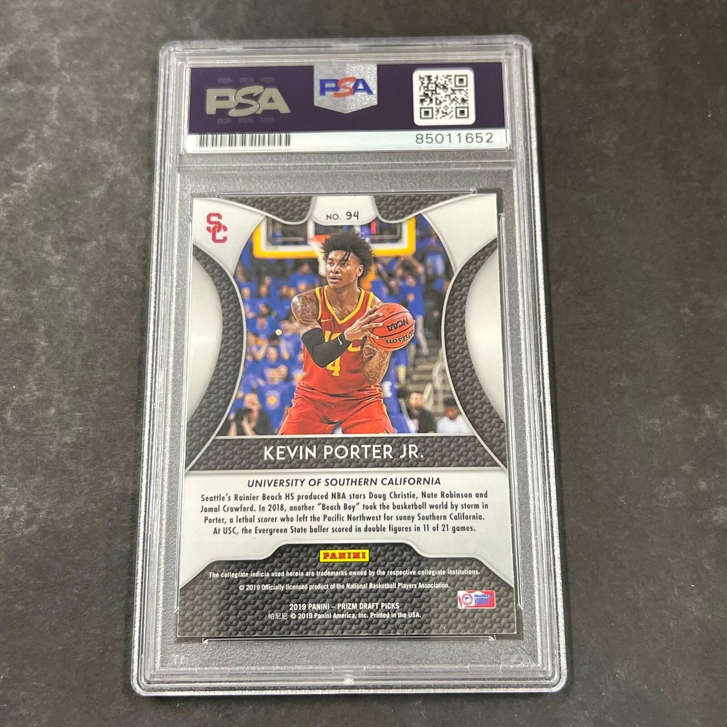 2019 Panini Prizm #94 Kevin Porter Jr. Signed Card PSA Slabbed USC