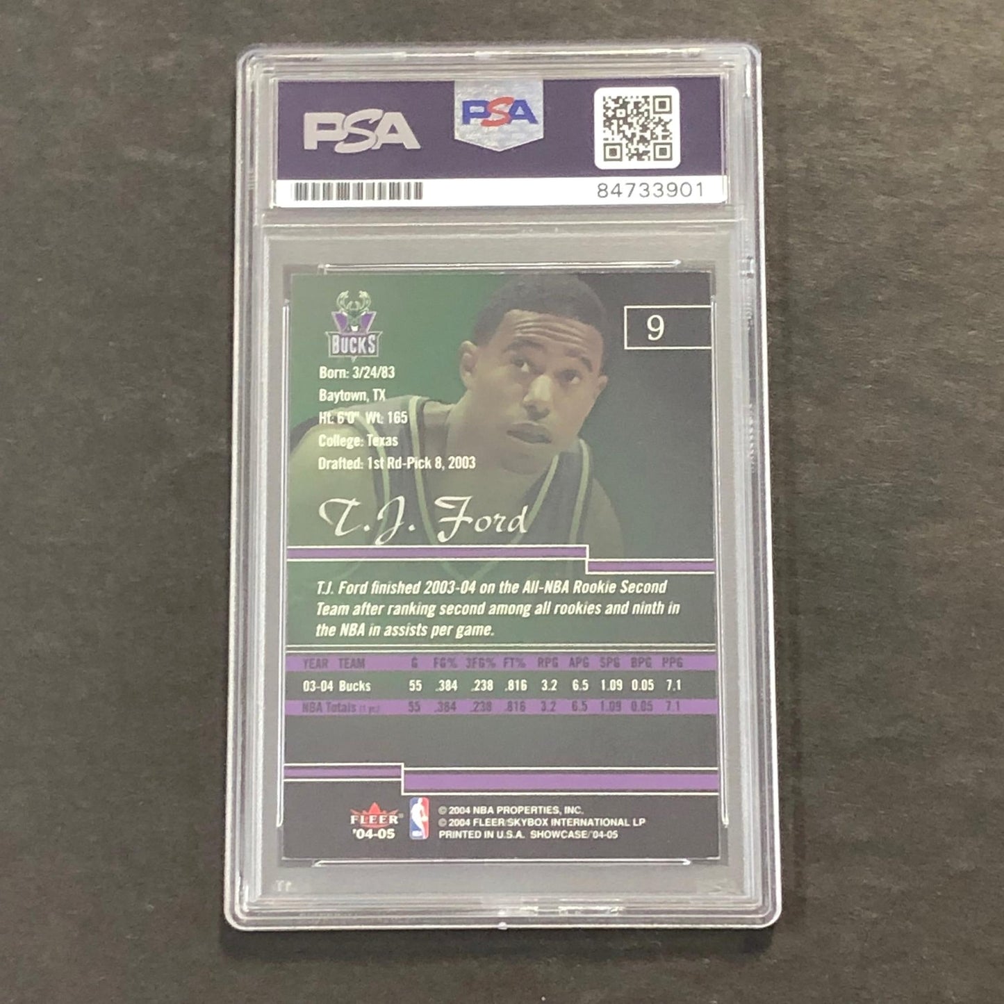 2004-05 Fleer Showcase #9 TJ Ford Signed Card Auto 10 PSA/DNA Slabbed Bucks