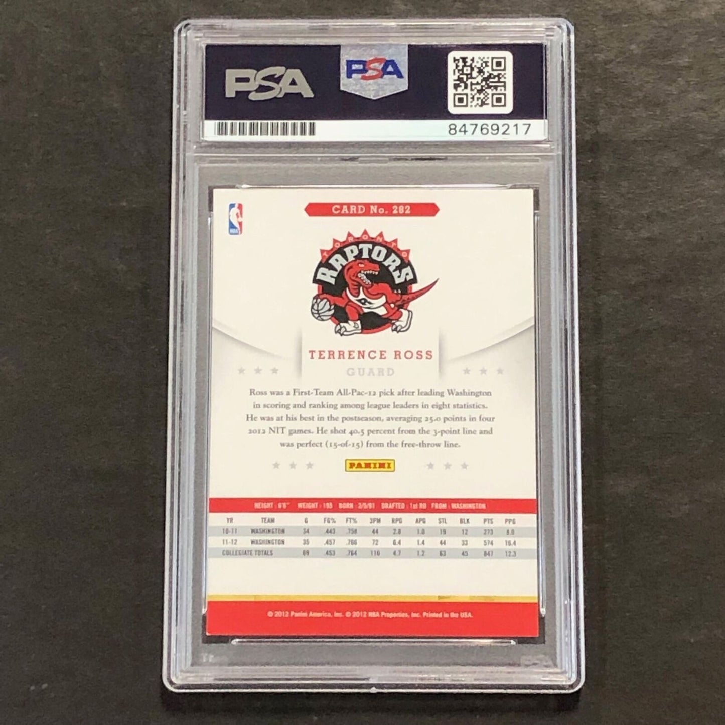 2012-13 NBA Hoops #282 Terrence Ross Signed Card AUTO 10 PSA Slabbed Raptors