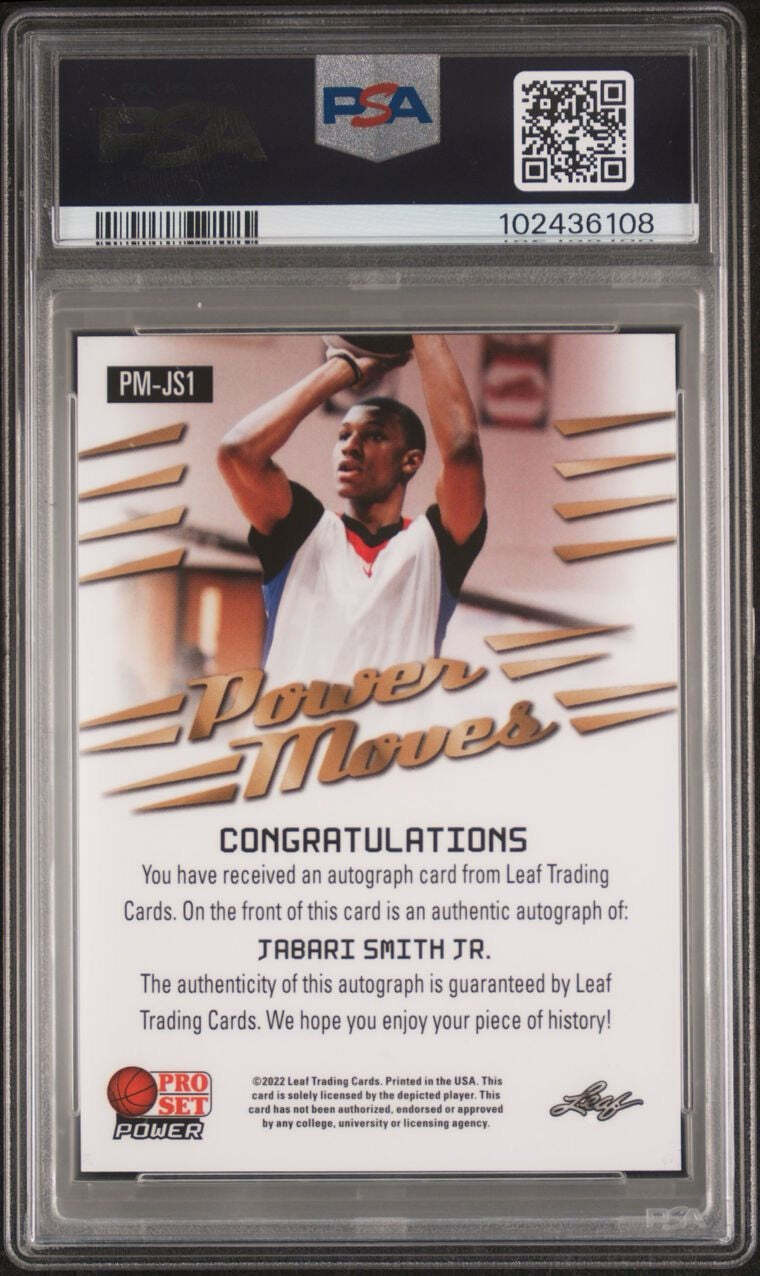 2021 Pro Set Power Moves Auto-Green #JS1 Jabari Smith Jr Signed Card 43/50 PSA M