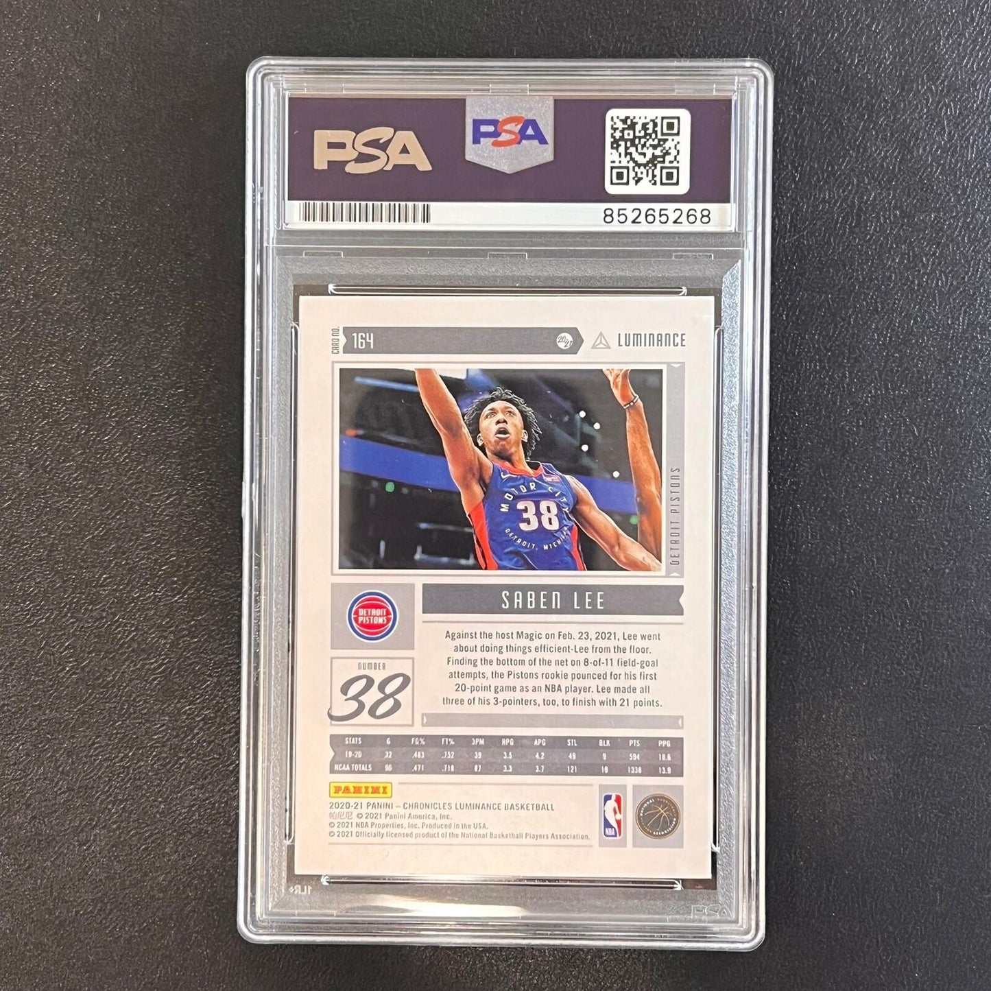 2020-21 Panini Chronicles Luminance #164 Saben Lee Signed Card AUTO PSA Slabbed