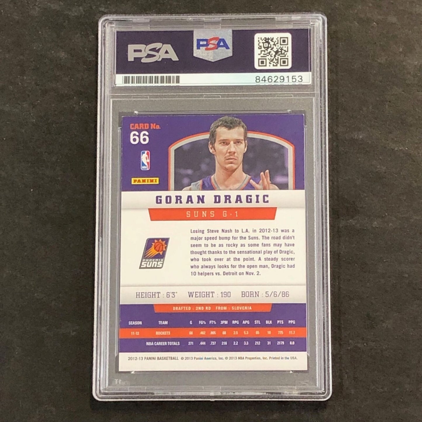2012-13 Panini Basketball #66 Goran Dragic Signed Card AUTO 10 PSA/DNA Slabbed S