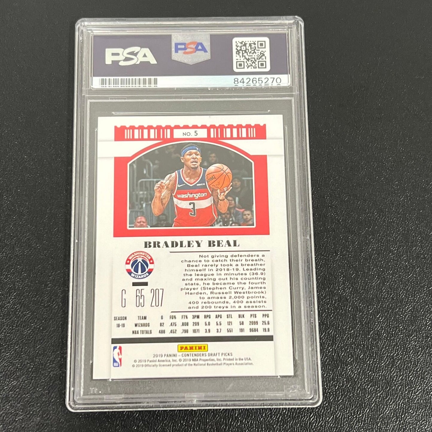 2019-20 Panini Contenders #5 Bradley Beal Signed Card AUTO PSA Slabbed Autograph