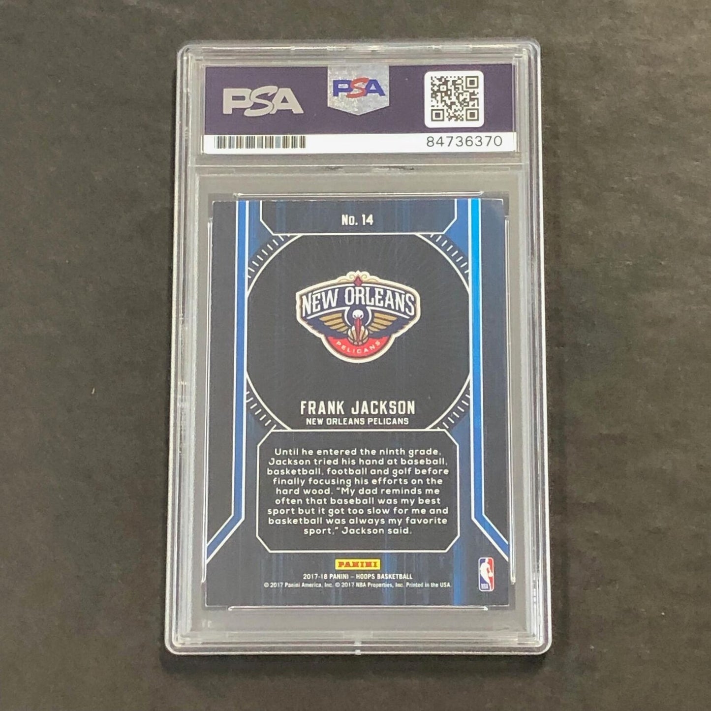 2017-18 NBA Hoops #14 Frank Jackson Signed Card AUTO PSA Slabbed RC Pelicans
