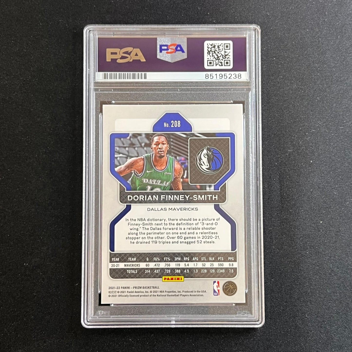 2021-2022 Panini Prizm #208 Dorian Finney-Smith Signed Card AUTO PSA Slabbed Mav