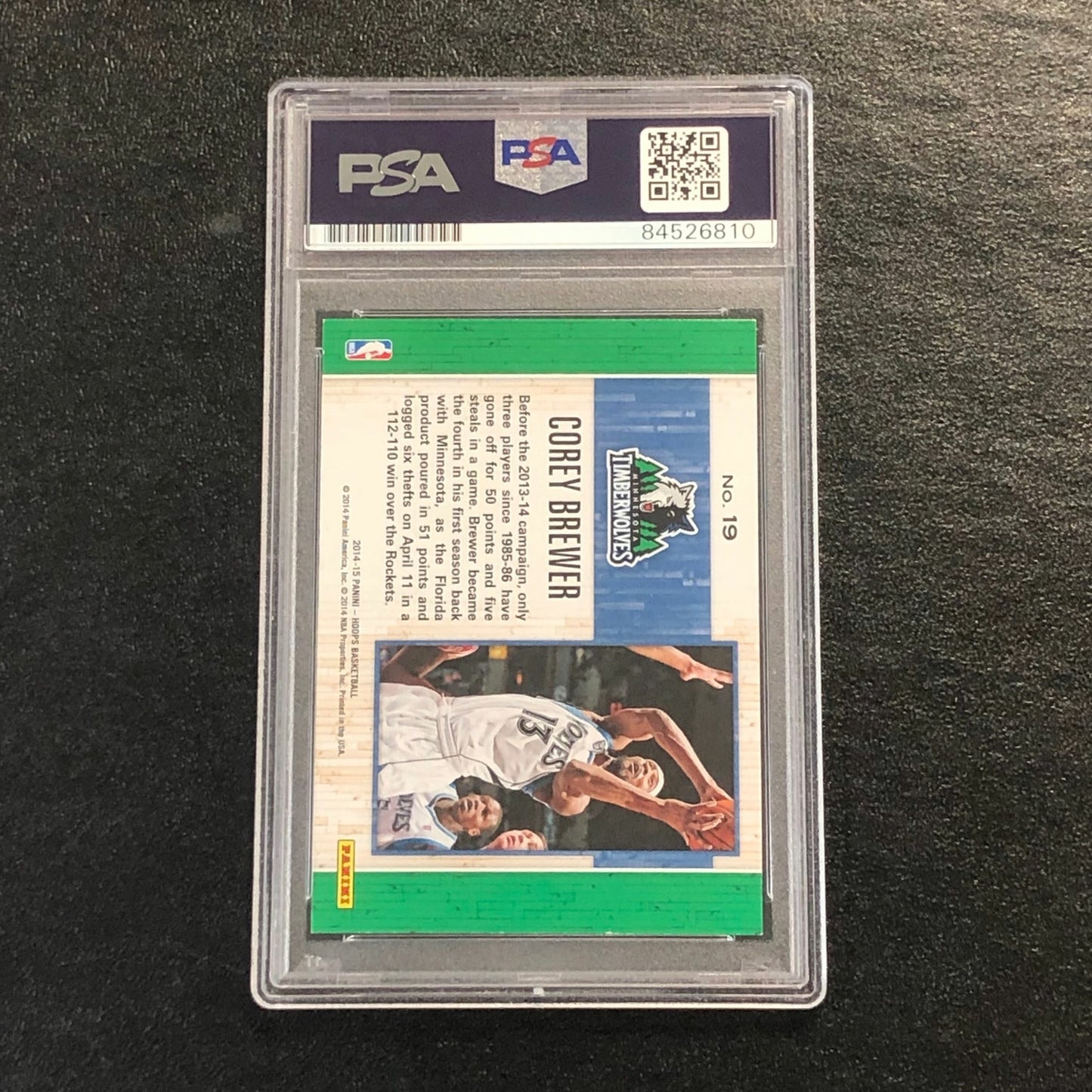 2014-15 NBA Hoops Moments of Greatness #19 Corey Brewer Signed Card AUTO PSA Sla