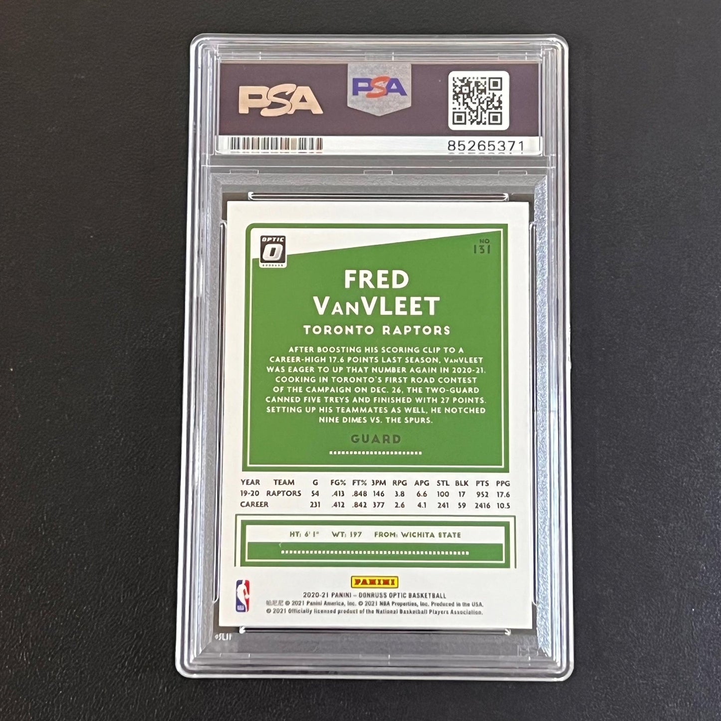 2020-21 Panini Donruss Optic #131 Fred VanVleet Signed Card AUTO PSA Slabbed Rap