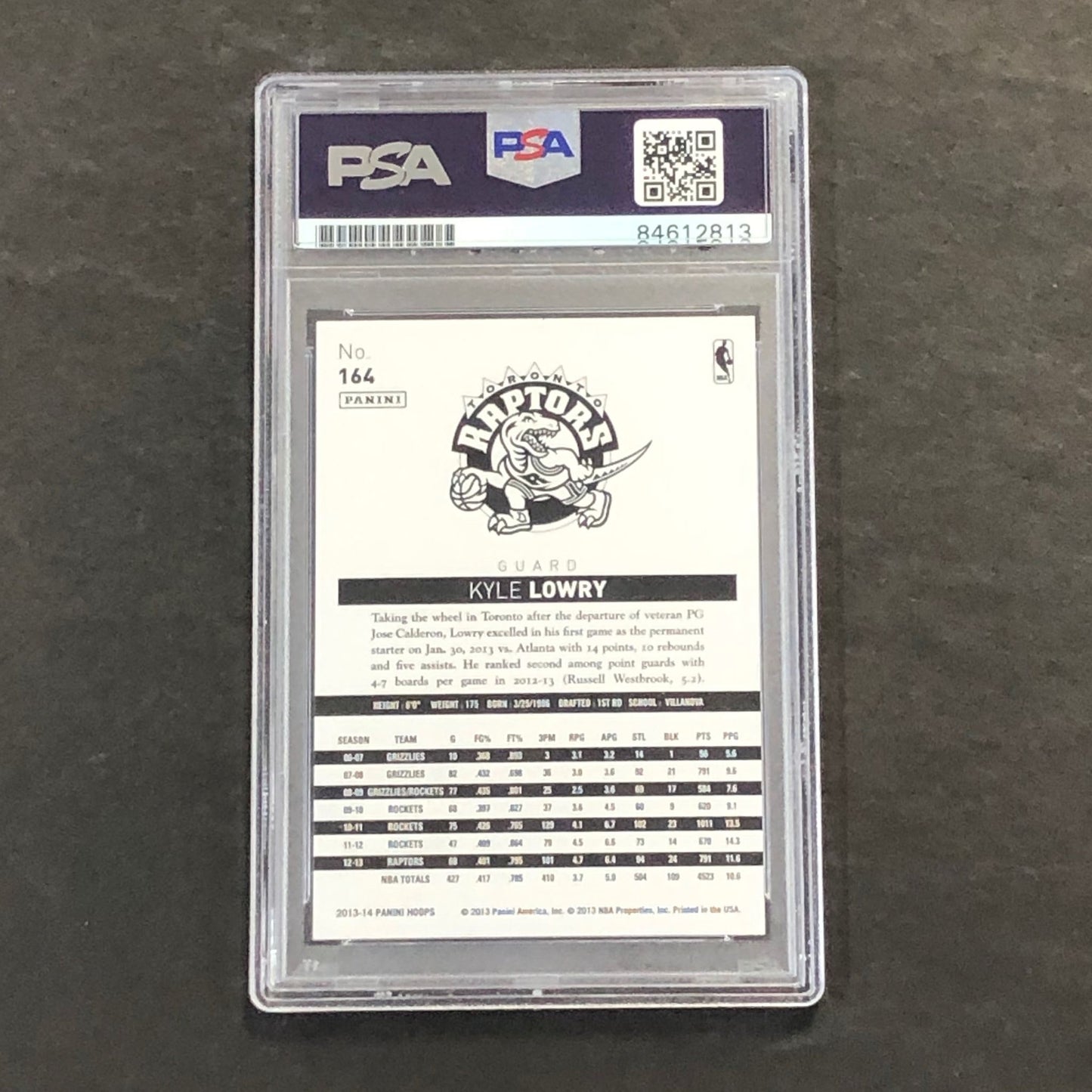 2013-14 NBA Hoops #164 Kyle Lowry Signed Card AUTO PSA Slabbed Raptors