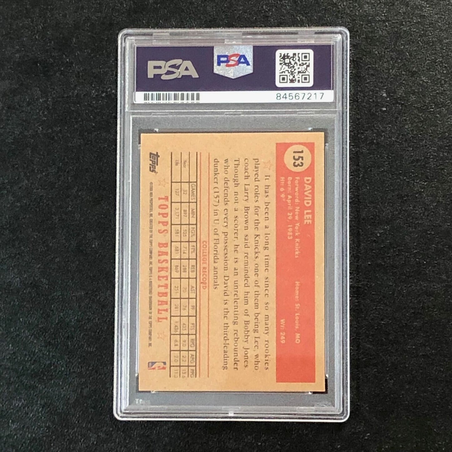 2005-06 Topps 1952 Style #153 David Lee Signed Card AUTO 10 PSA Slabbed Knicks