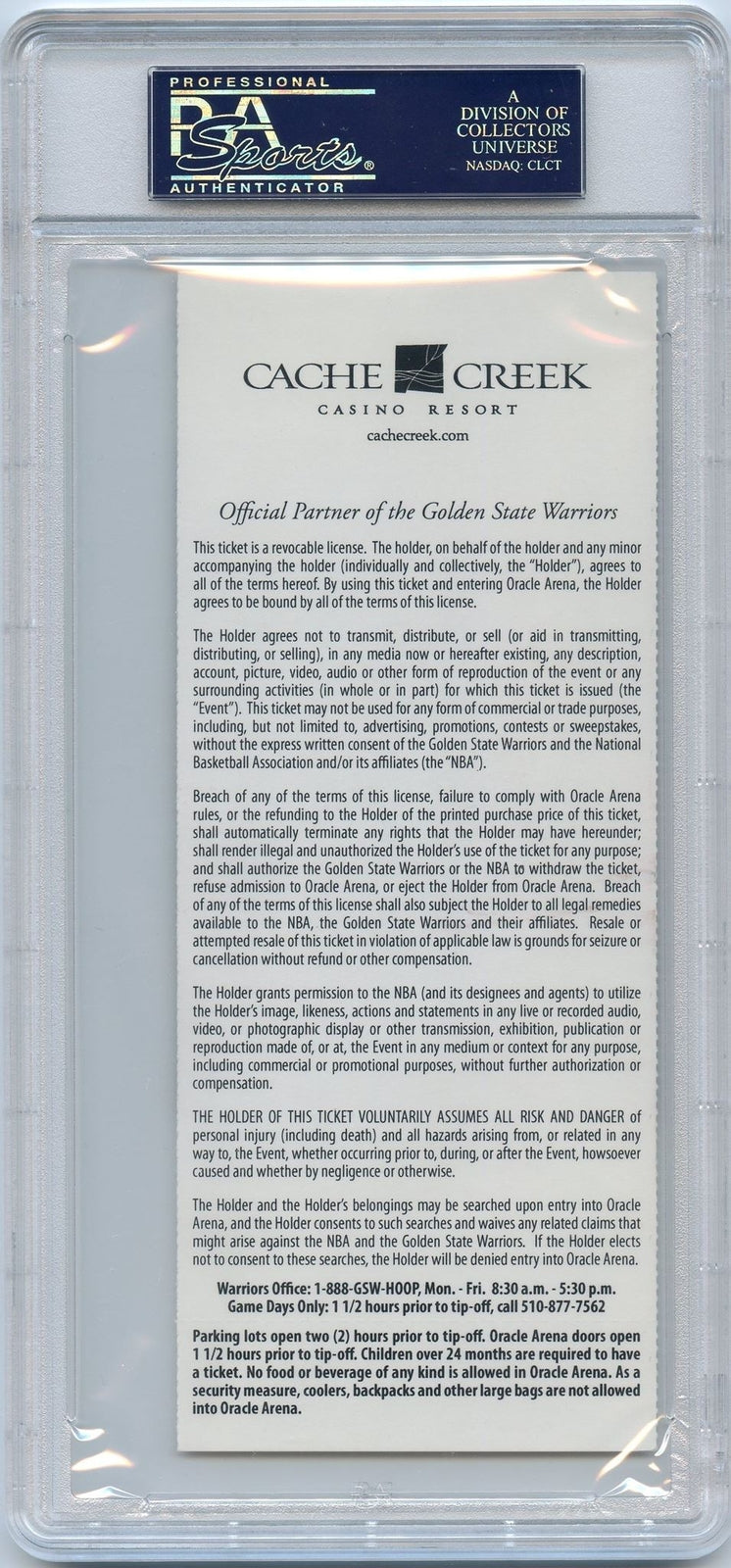 Klay Thompson Signed Oracle Ticket PSA/DNA Warriors Autographed Slabbed Rookie