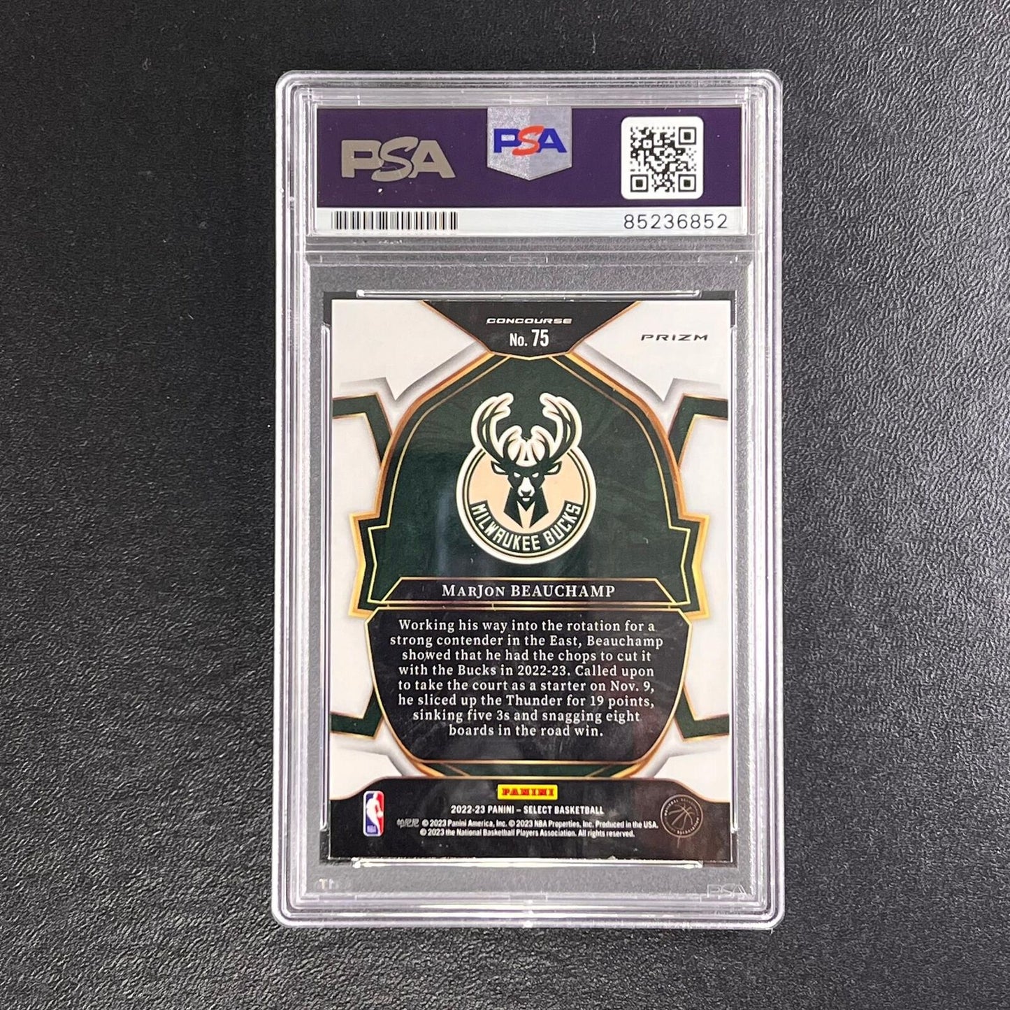 2022-23 Panini Select #75 Marjon Beauchamp Signed Card AUTO PSA/DNA Slabbed Buck