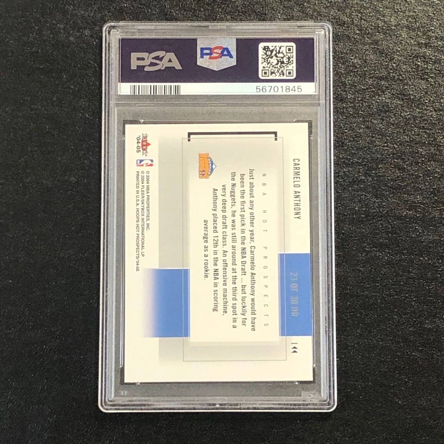 2004 Hoops Hot Pros Draft Rewind #23 Carmelo Anthony PSA 7 NM Nuggets