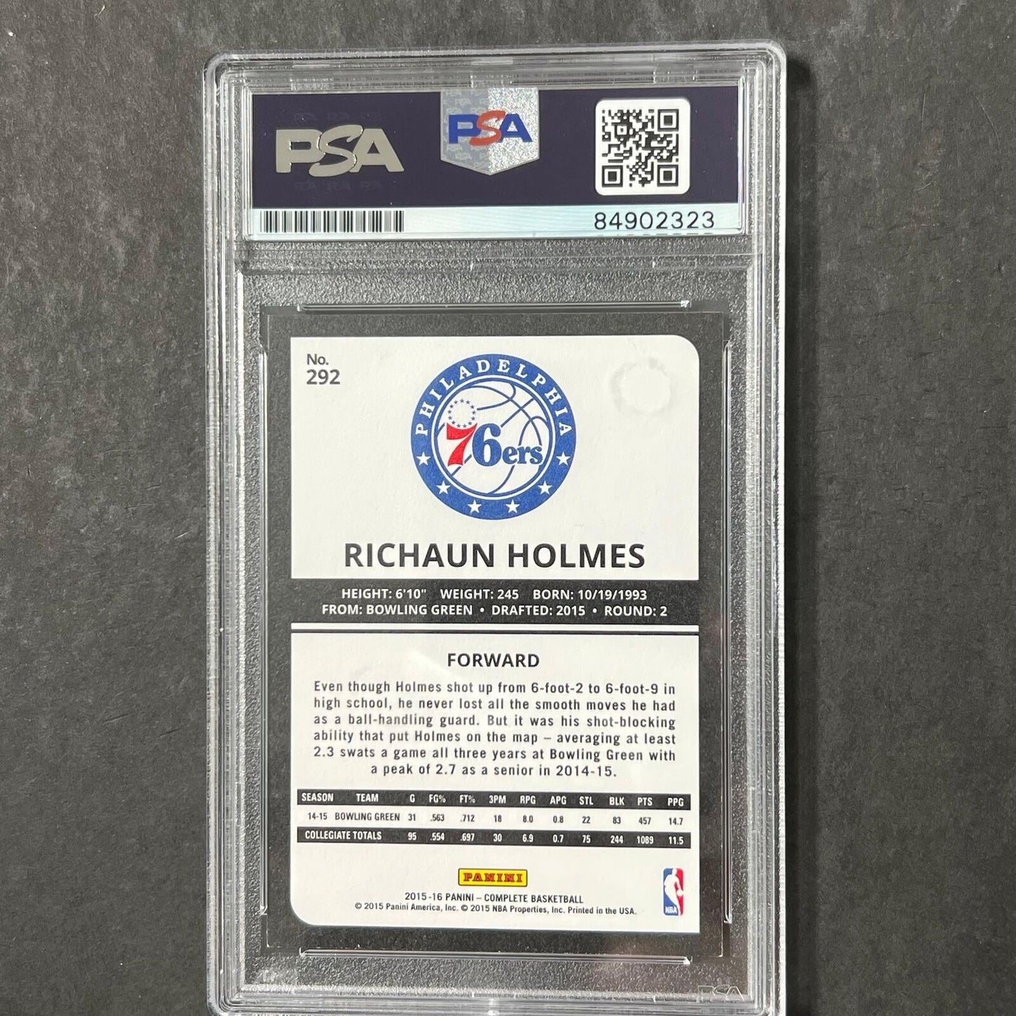 2015-16 Panini Complete #292 Richaun Holmes Signed Card AUTO PSA Slabbed 76ers